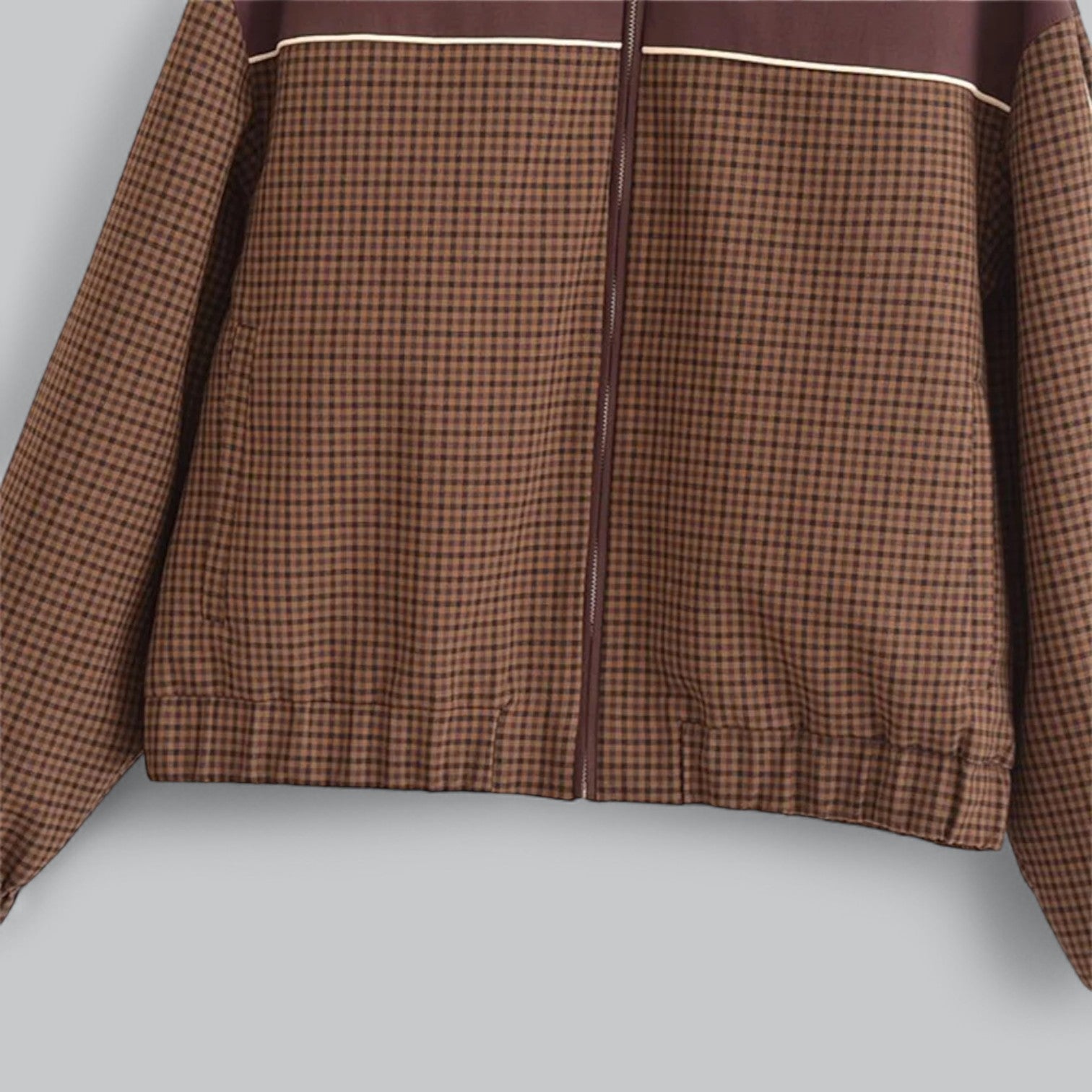 Valenti | Retro Plaid Zipper Coat - Loose Fit Casual Bomber Jacket