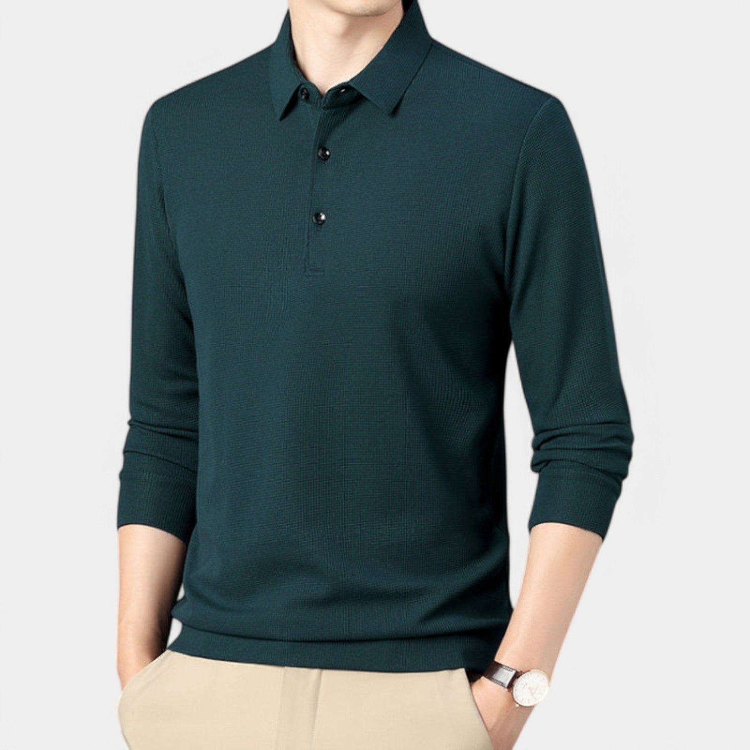 Valenti | Long Sleeve Button Polo Shirt - Lightweight Pullover
