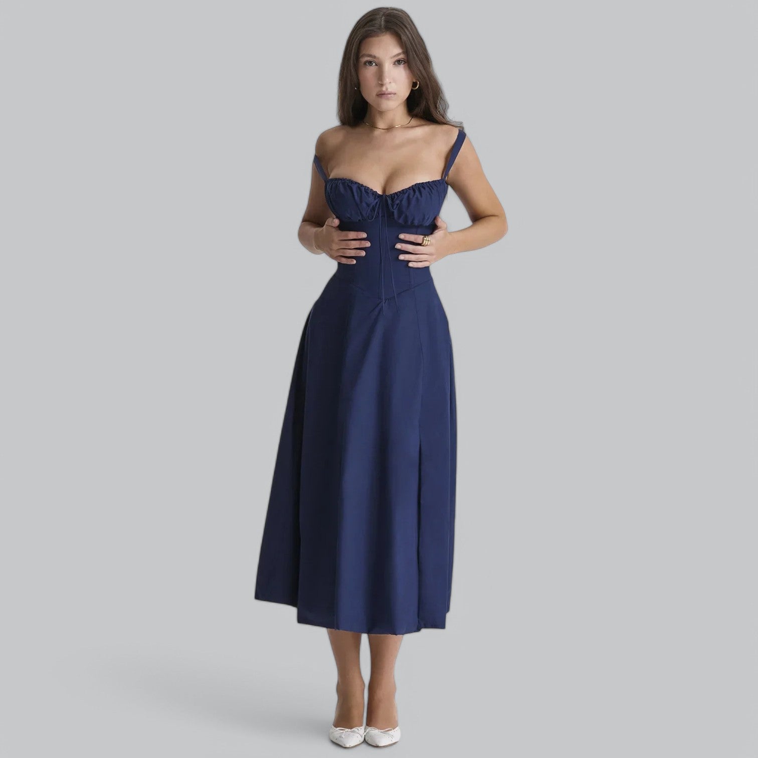 Valenti | Tied Corset Midi Dress - Summer Sundress