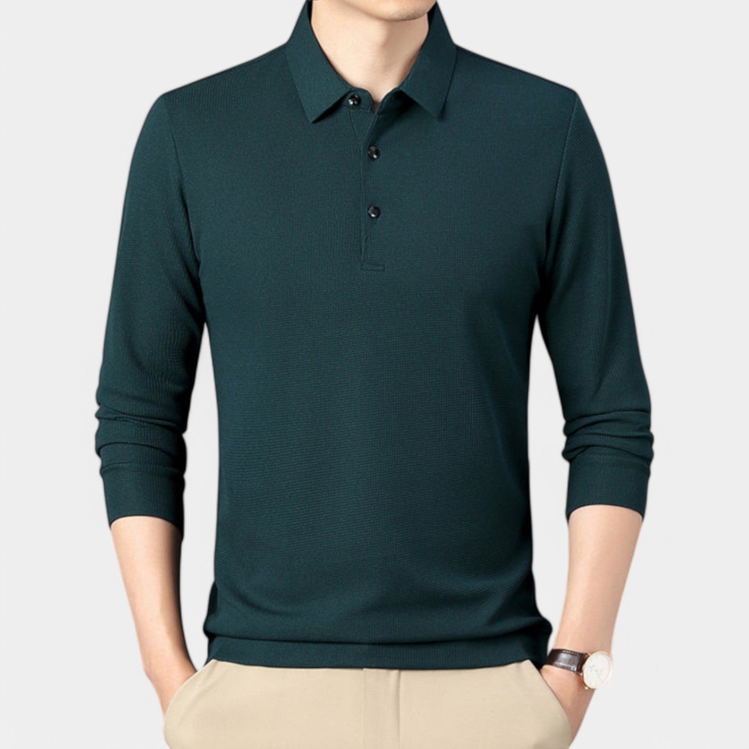 Valenti | Long Sleeve Button Polo Shirt - Lightweight Pullover