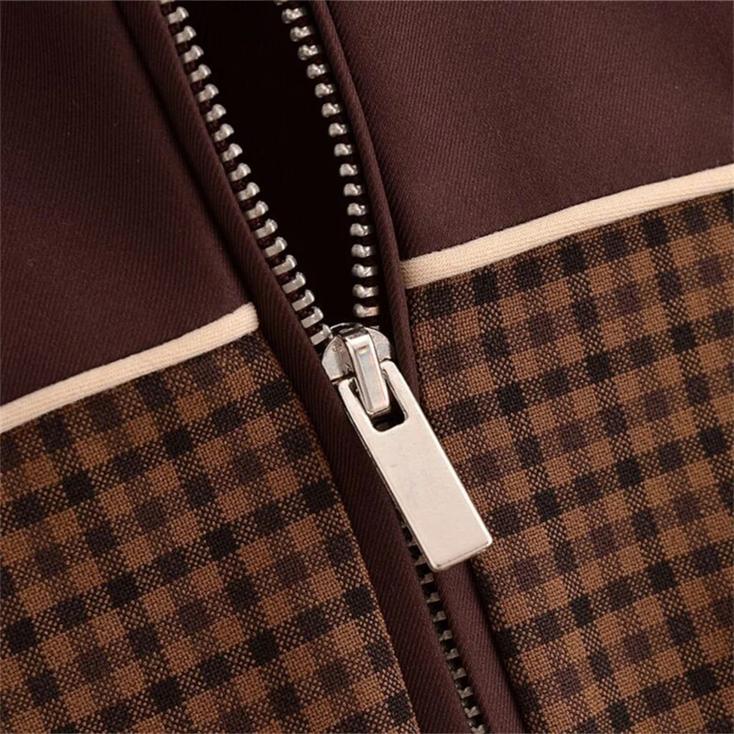 Valenti | Retro Plaid Zipper Coat - Loose Fit Casual Bomber Jacket