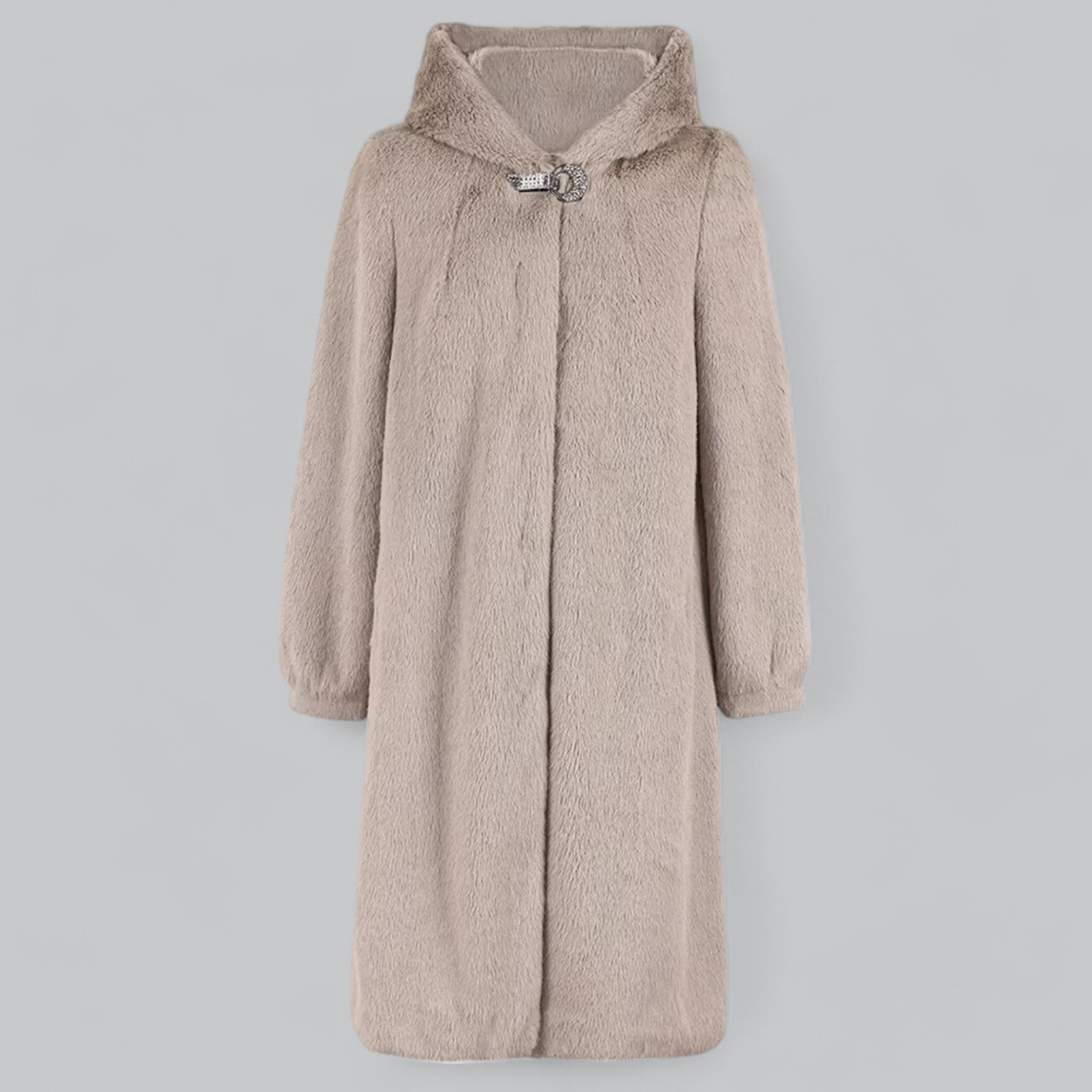 Valenti | Luxury Mink Faux Fur Hooded Long Coat