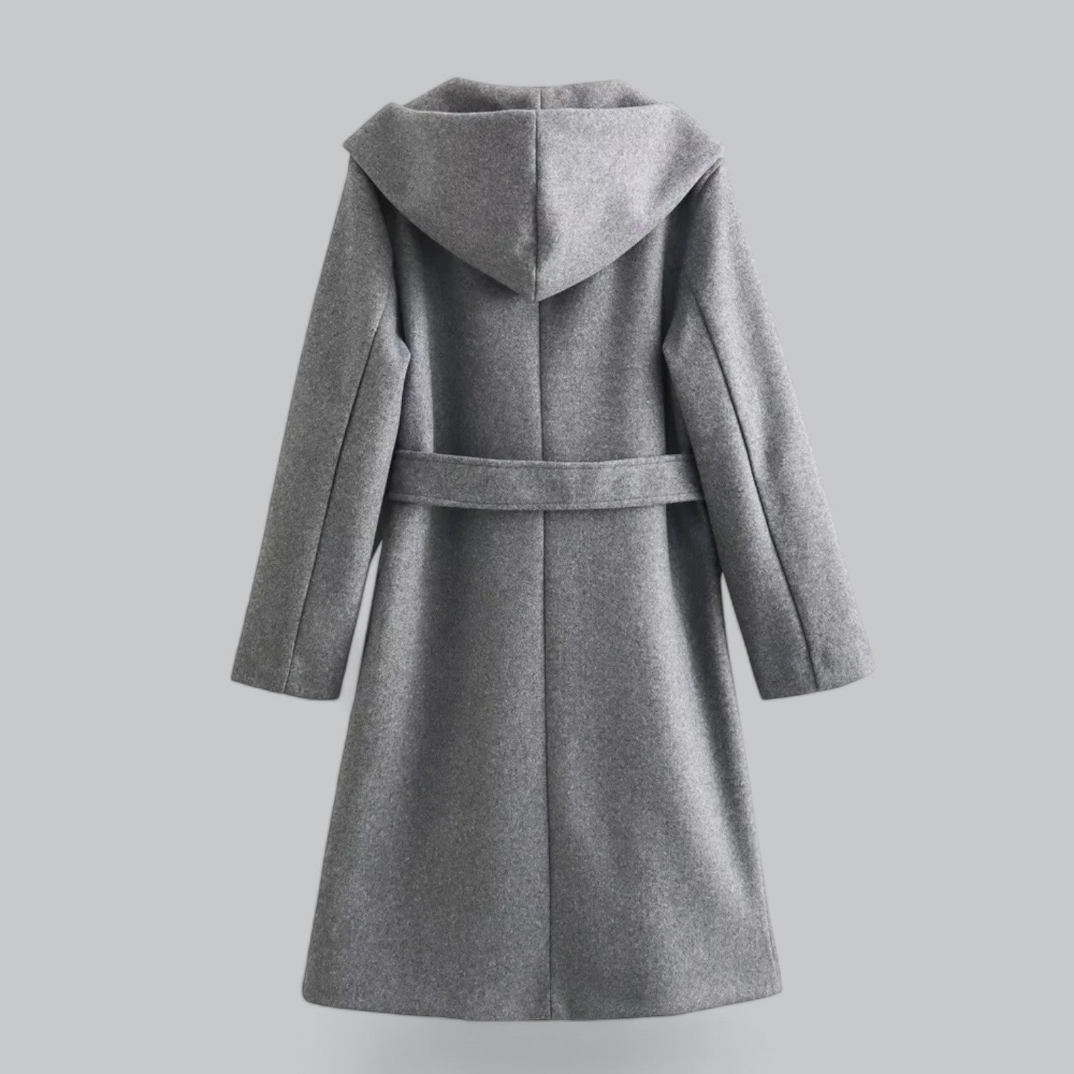 Valenti | Classy Hooded Long Trench Coat with Belt-VALENTI