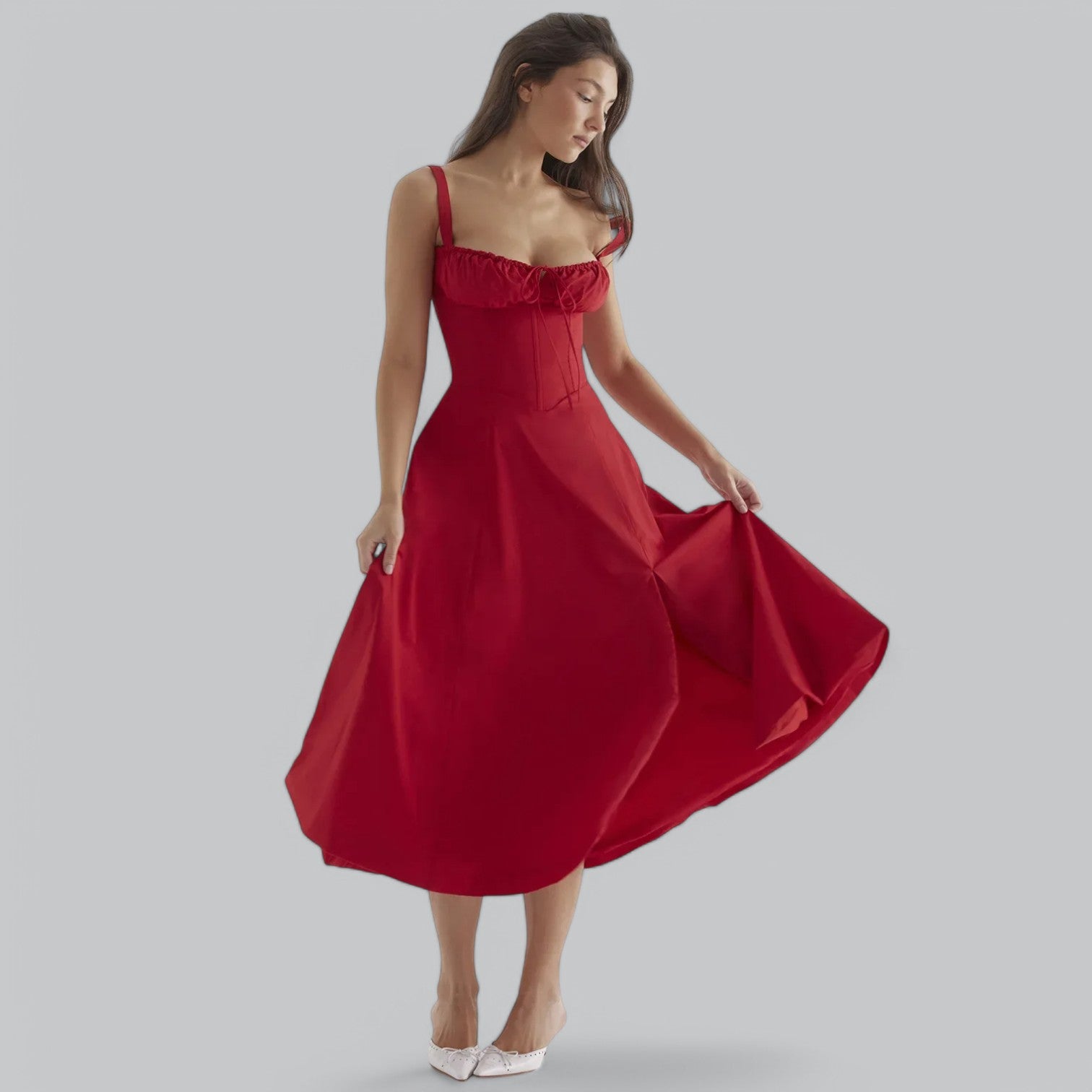 Valenti | Tied Corset Midi Dress - Summer Sundress