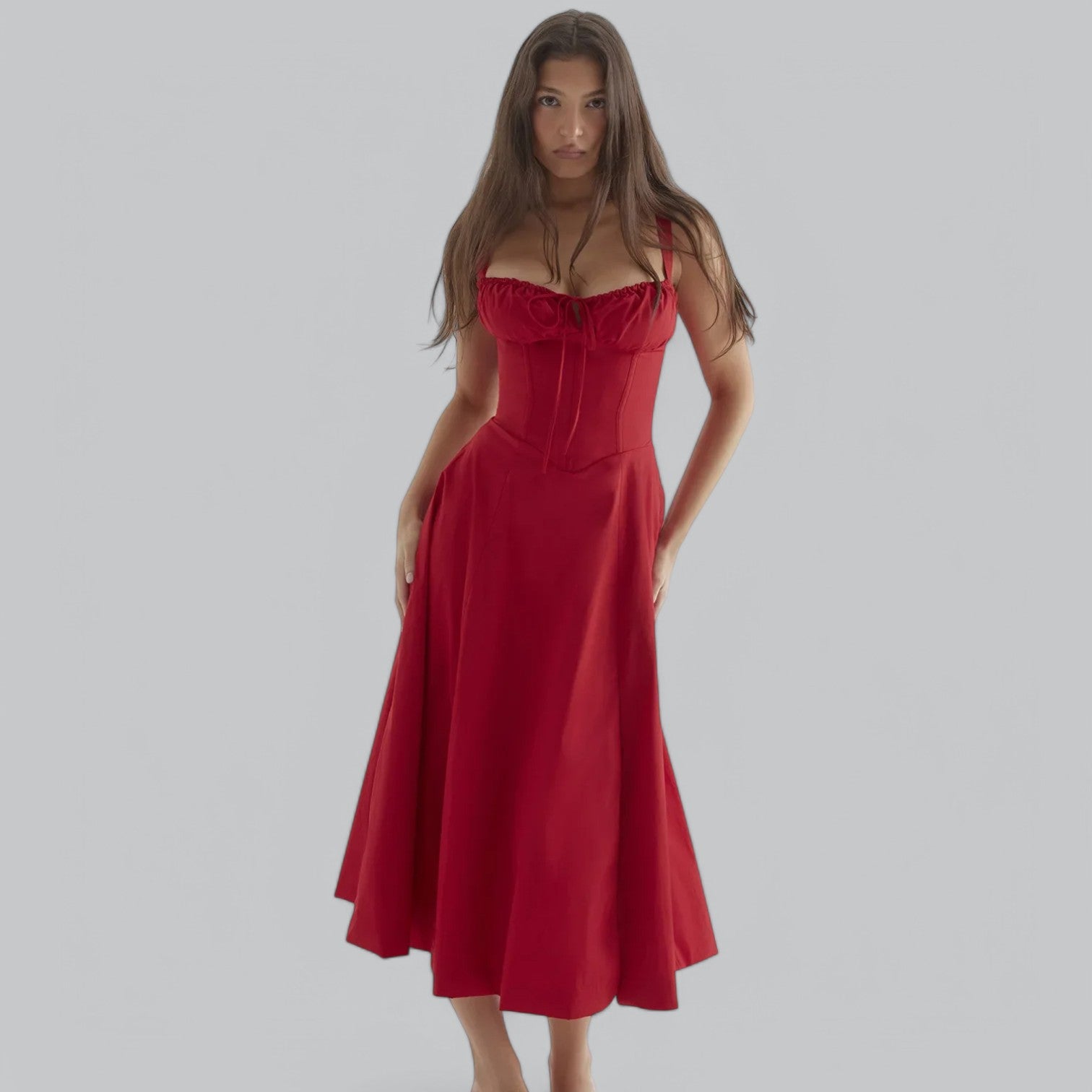 Valenti | Tied Corset Midi Dress - Summer Sundress