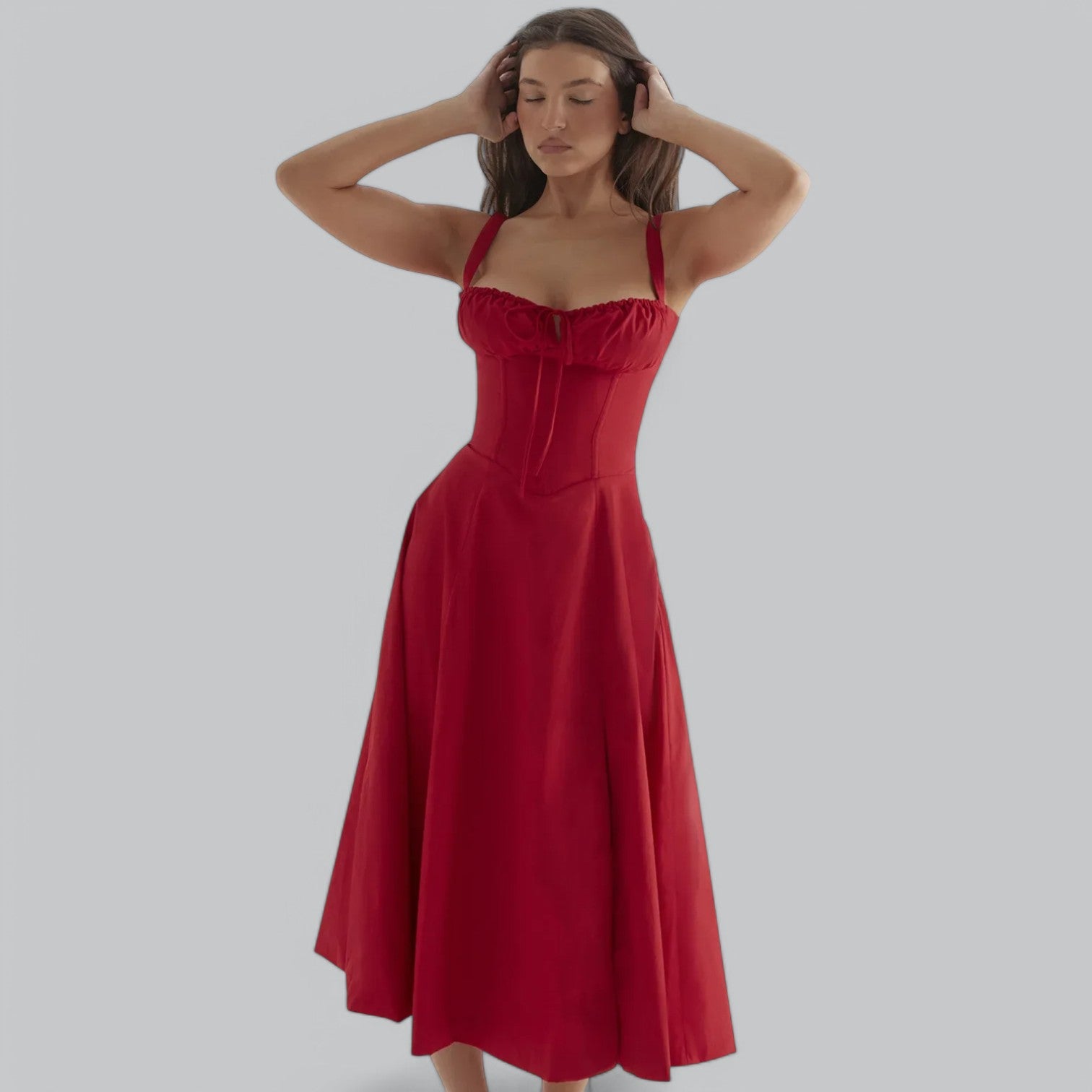 Valenti | Tied Corset Midi Dress - Summer Sundress