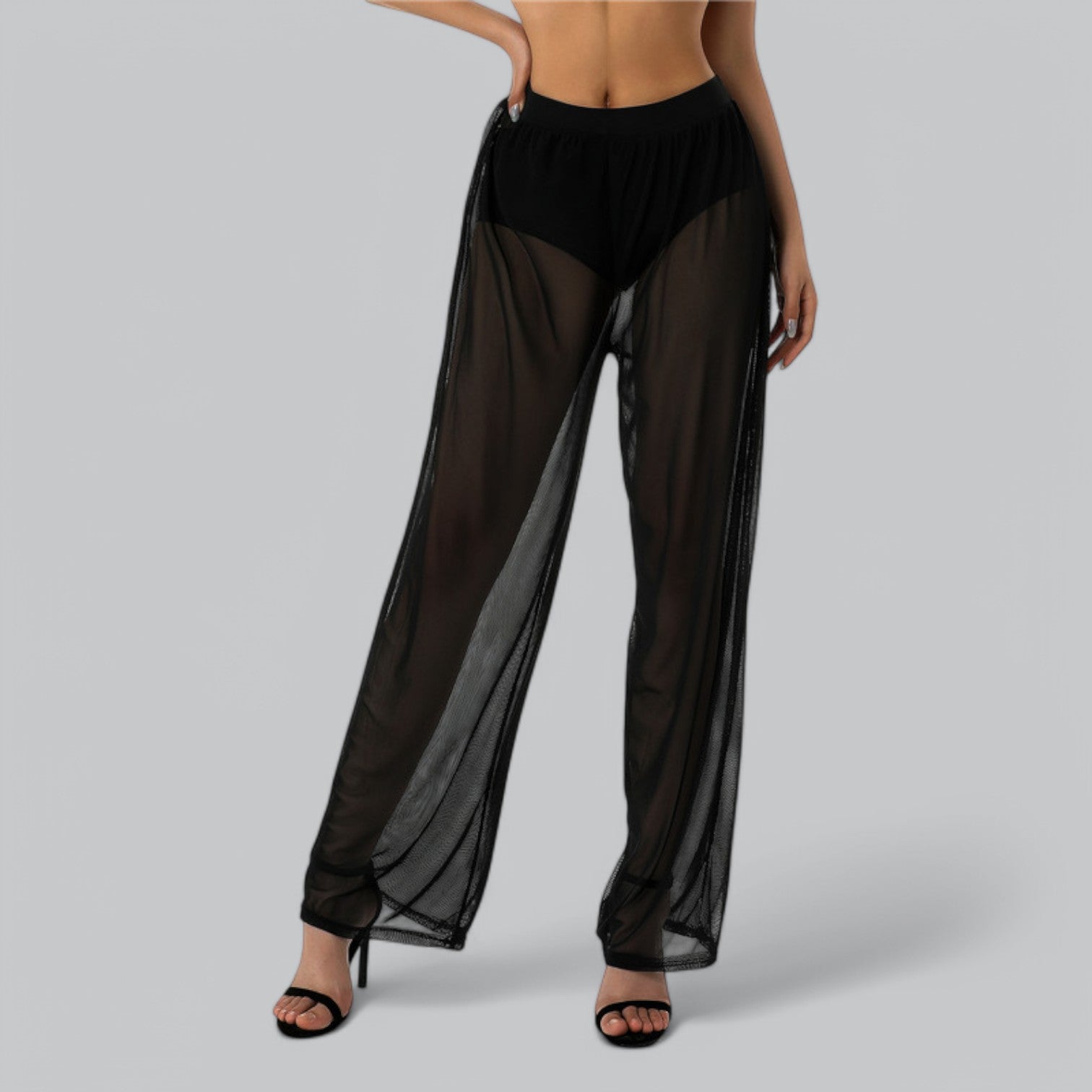 Valenti | Mesh See Through Loose Pants - Stretch Wide Leg