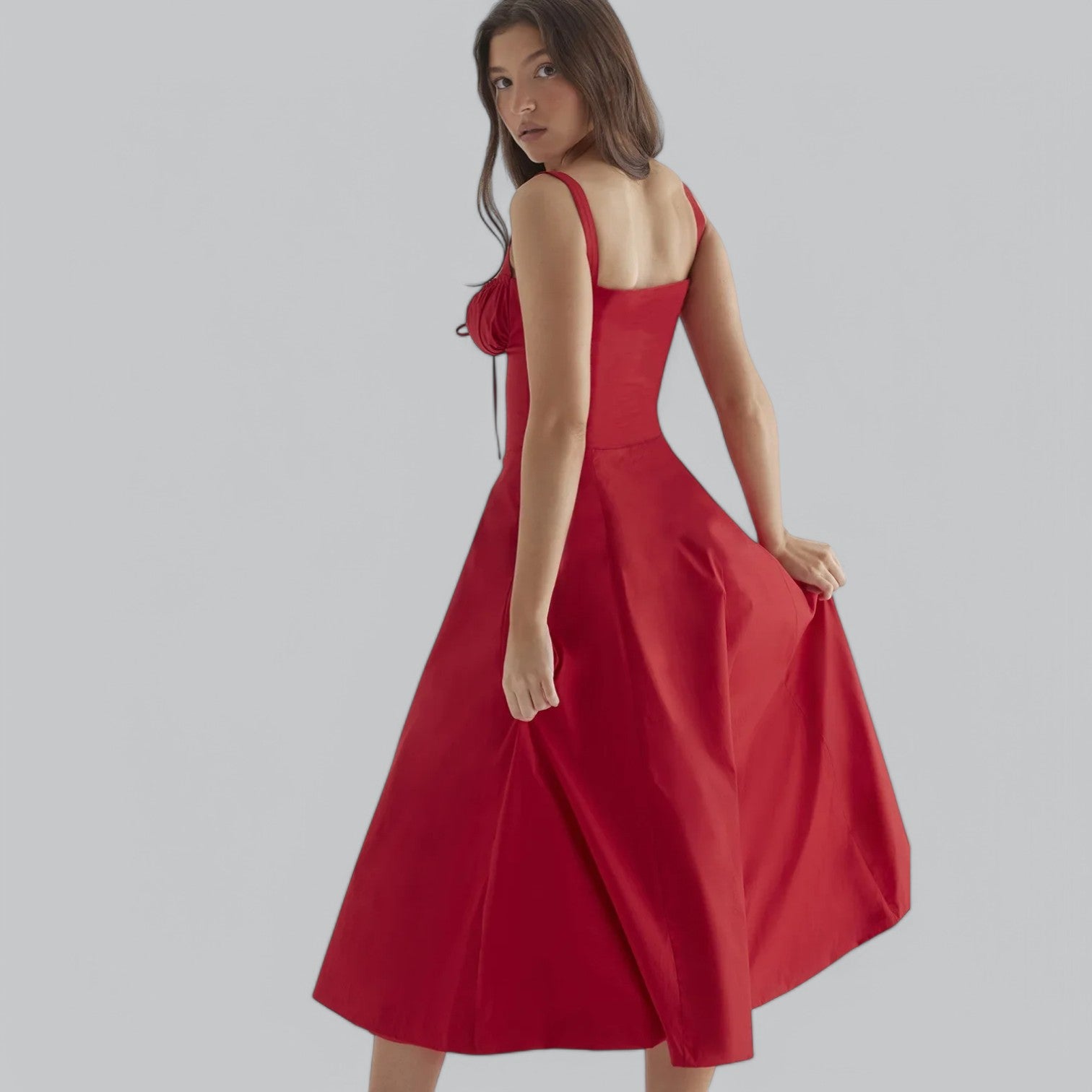 Valenti | Tied Corset Midi Dress - Summer Sundress