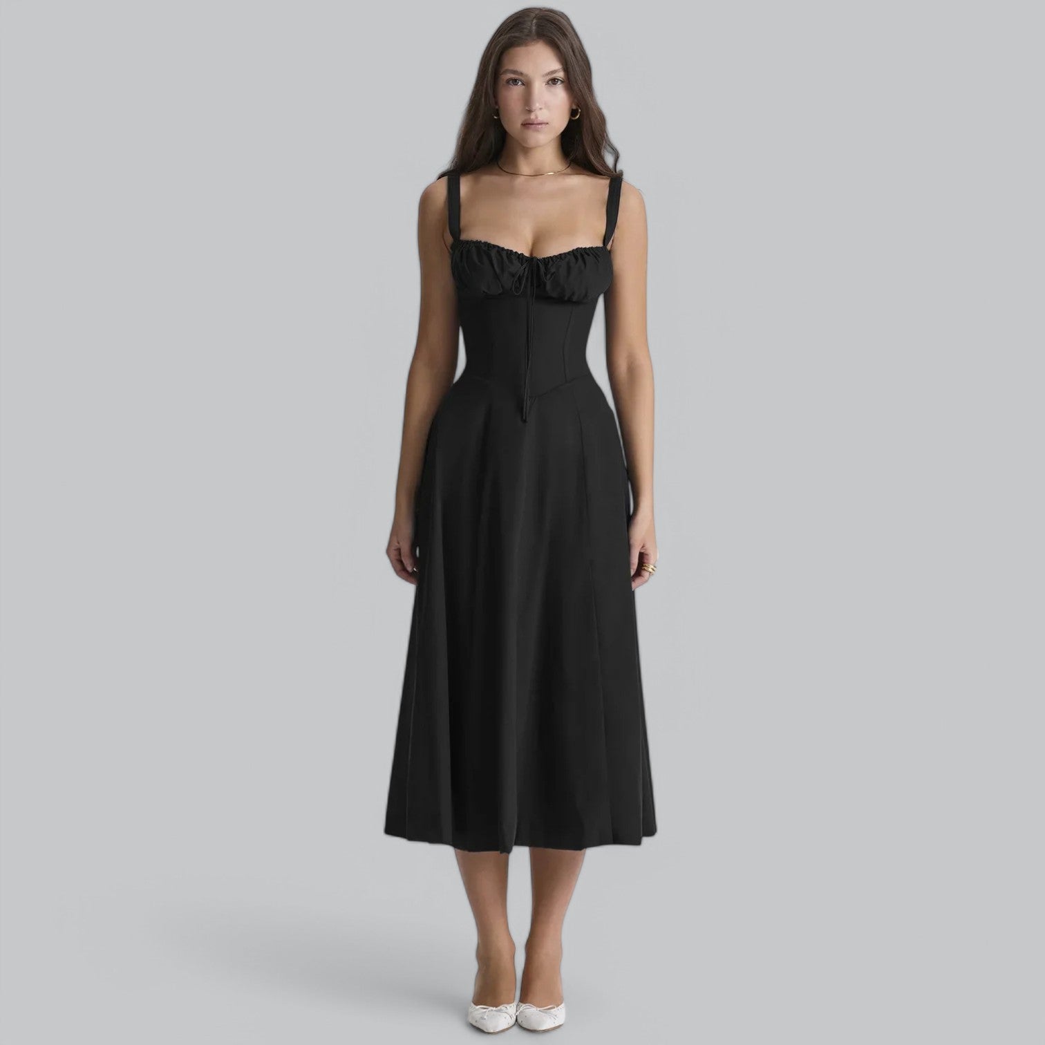 Valenti | Tied Corset Midi Dress - Summer Sundress