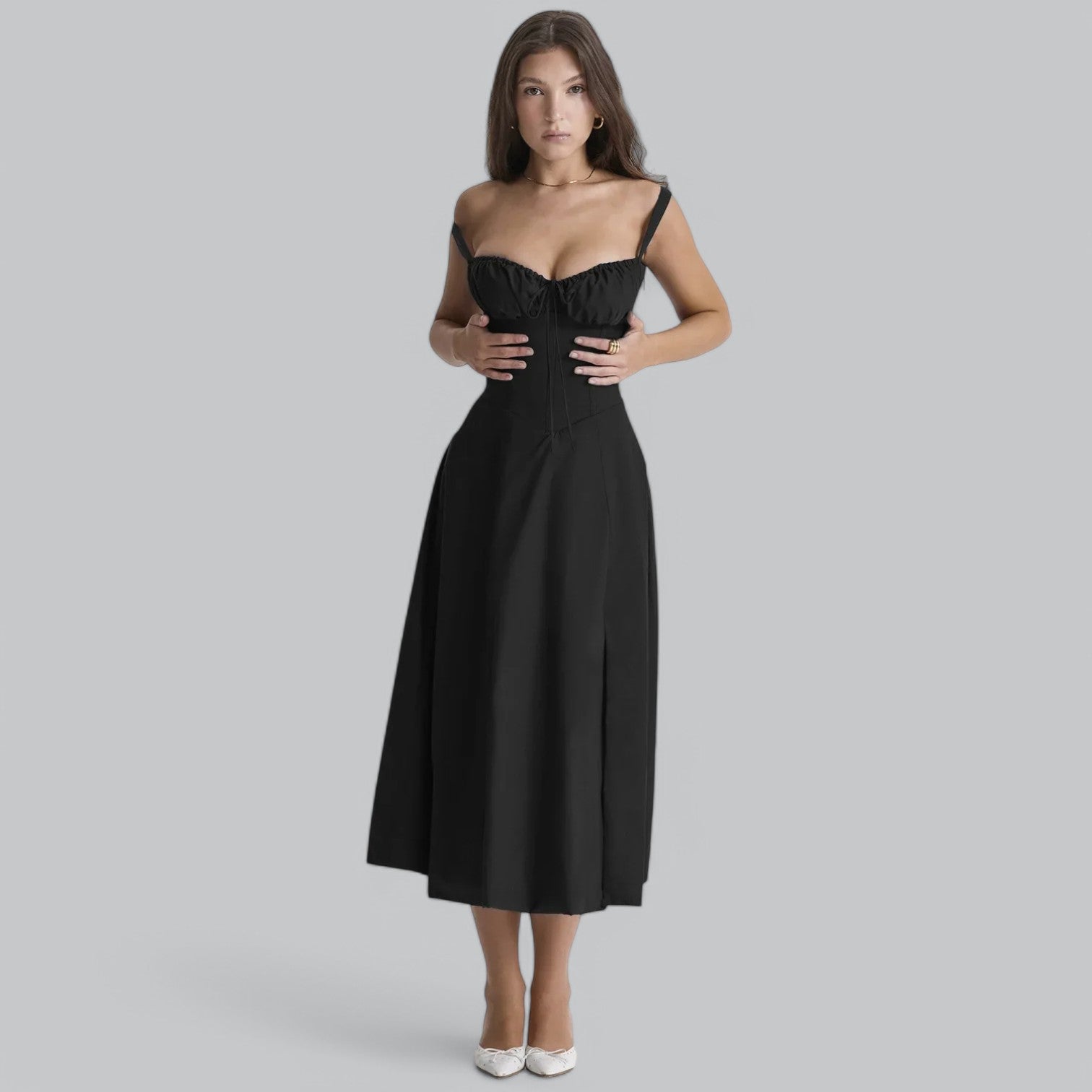 Valenti | Tied Corset Midi Dress - Summer Sundress