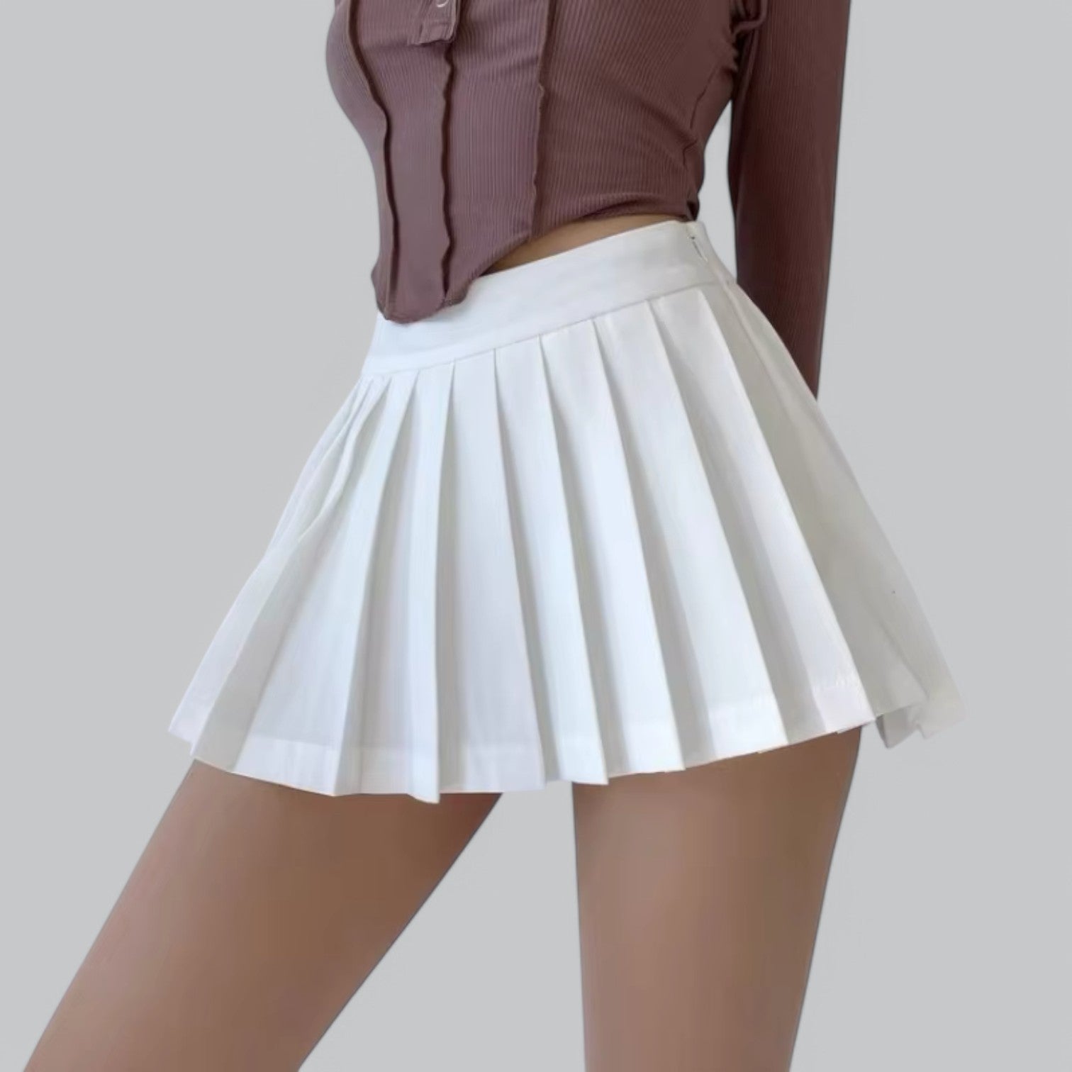 Valenti | Vintage Pleated High Waist Mini Skirt - Summer Skirt with Shorts