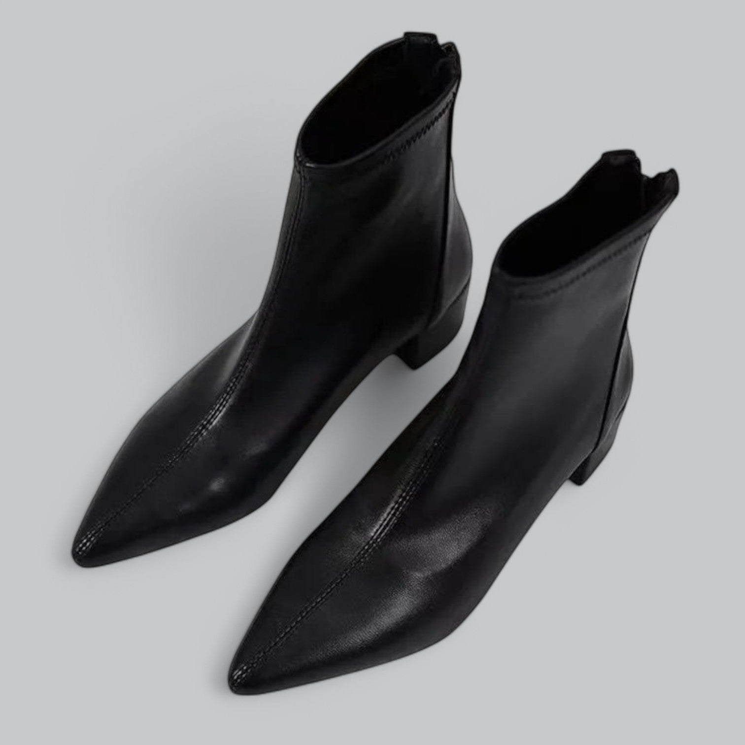 Valenti | Elegant Ankle Boots Block Heel Back Zip-VALENTI