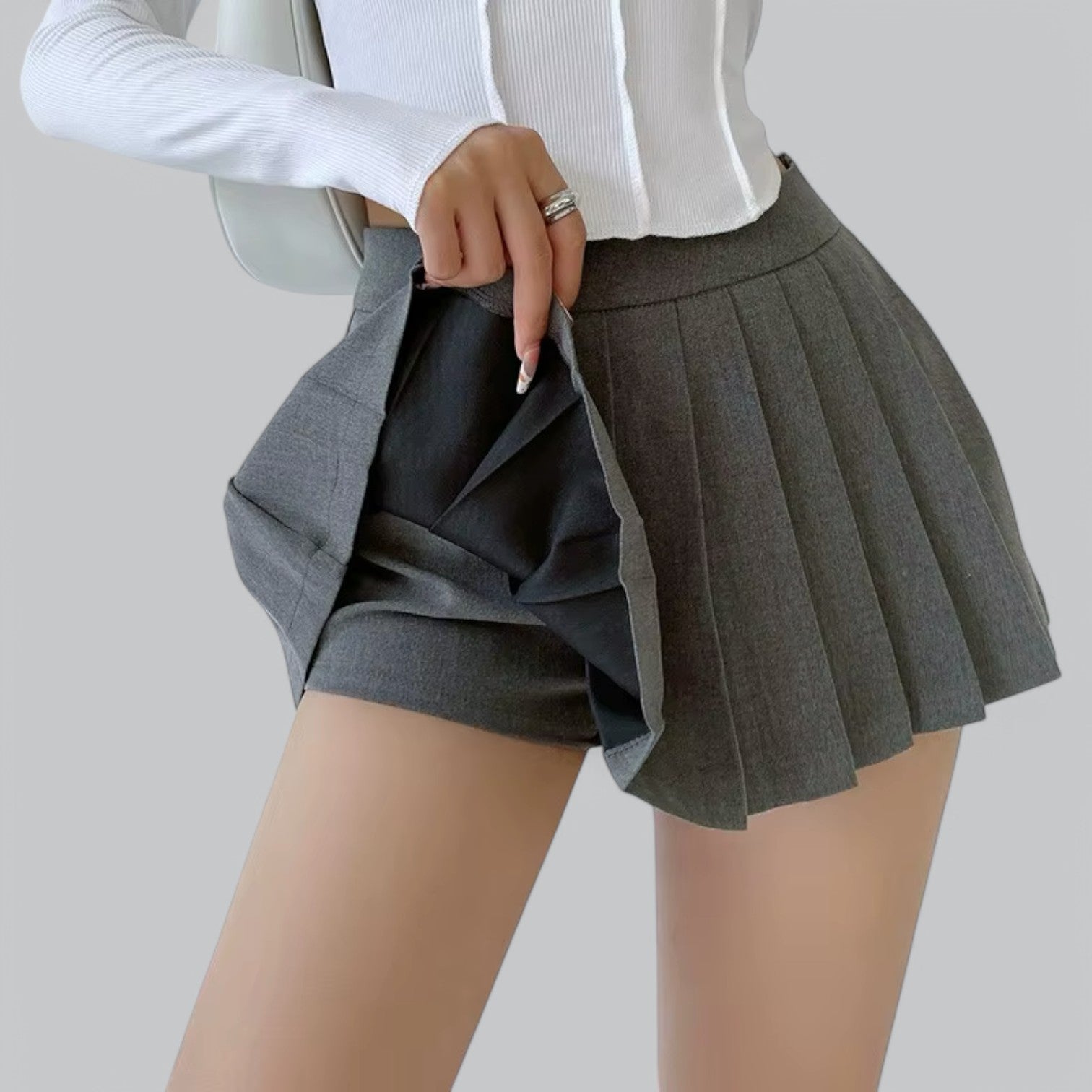 Valenti | Vintage Pleated High Waist Mini Skirt - Summer Skirt with Shorts