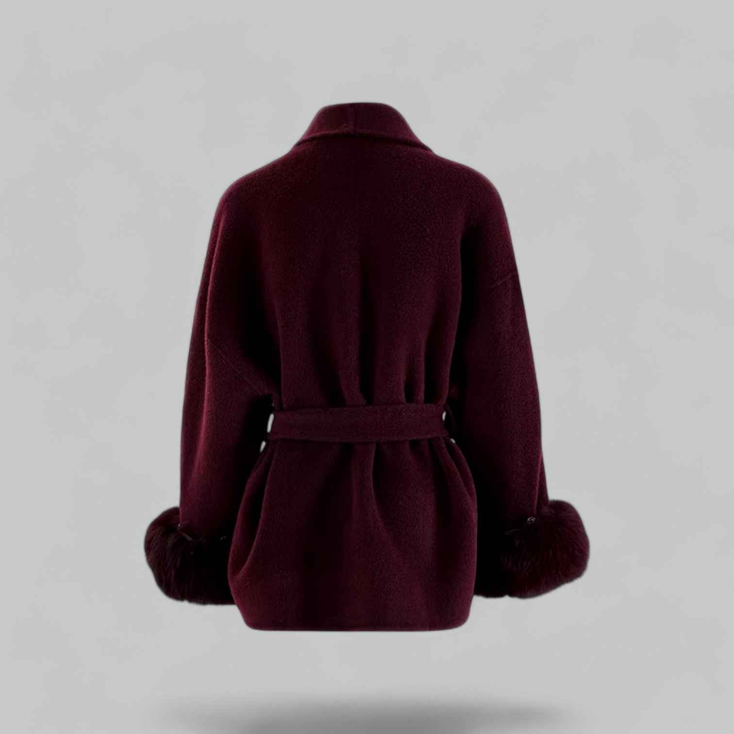 Valenti | Elegant Fur Cuff Chic Belted Woolen Winter Coat