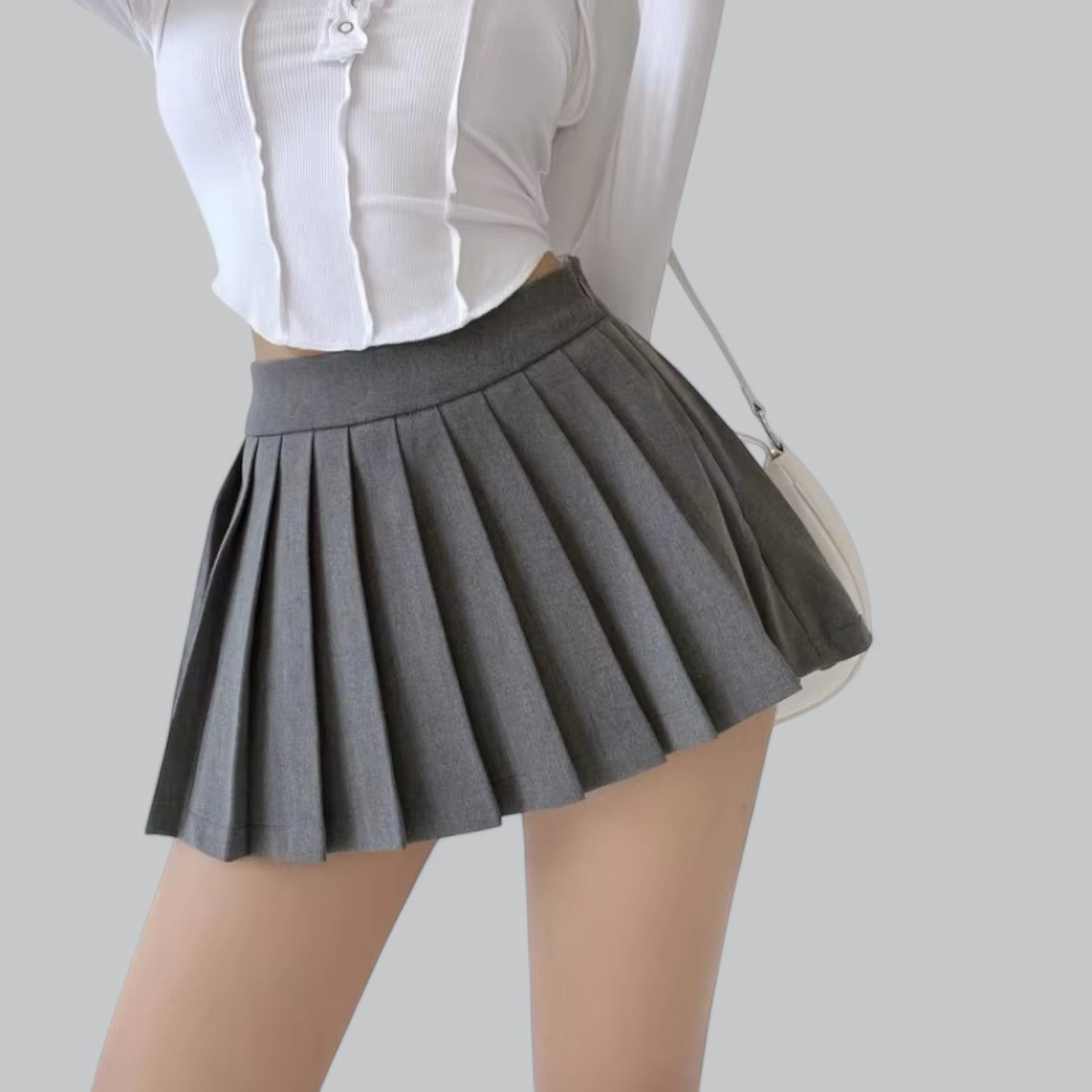 Valenti | Vintage Pleated High Waist Mini Skirt - Summer Skirt with Shorts