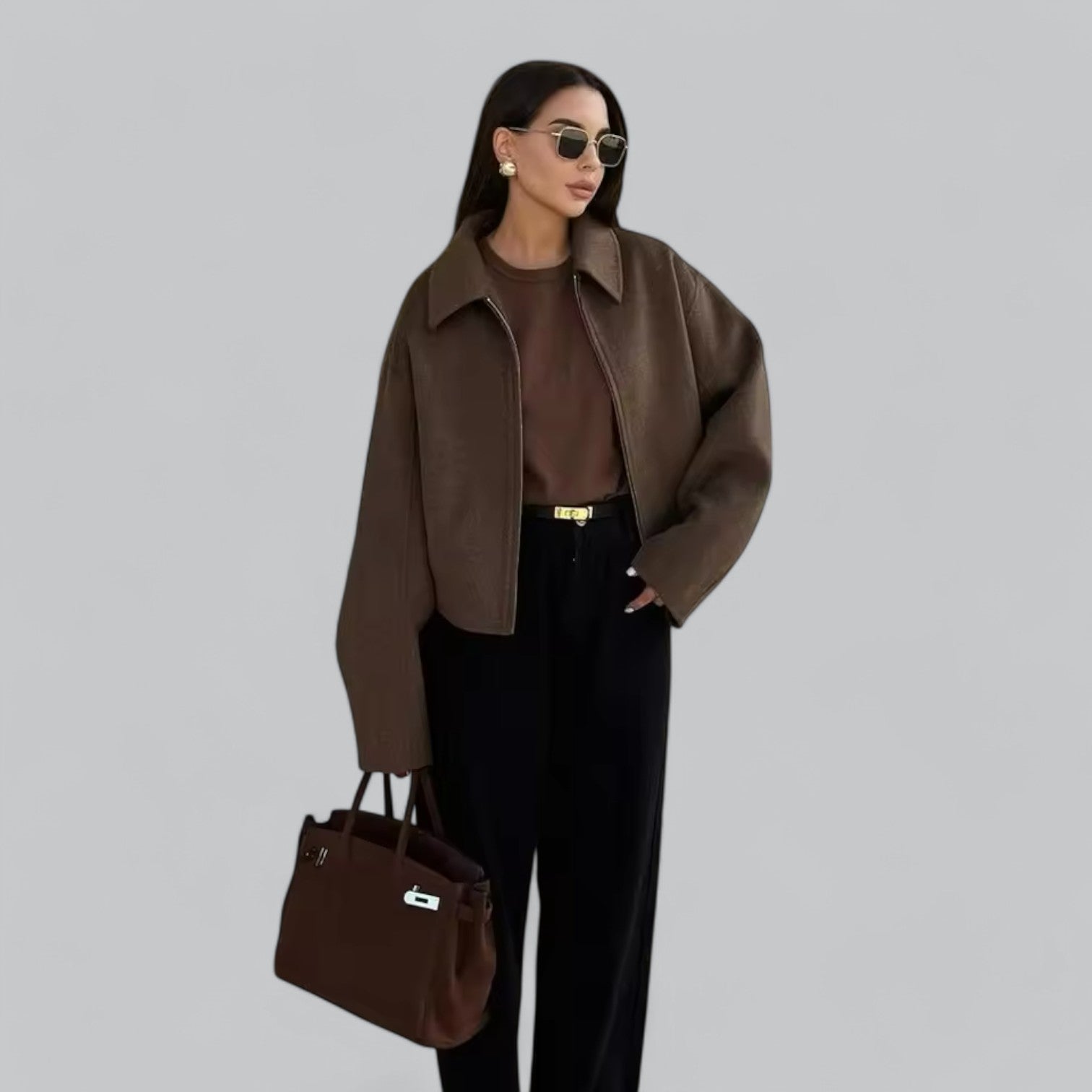Valenti | Vintage Woolen Jacket Cropped Warm Zip-Up Coat