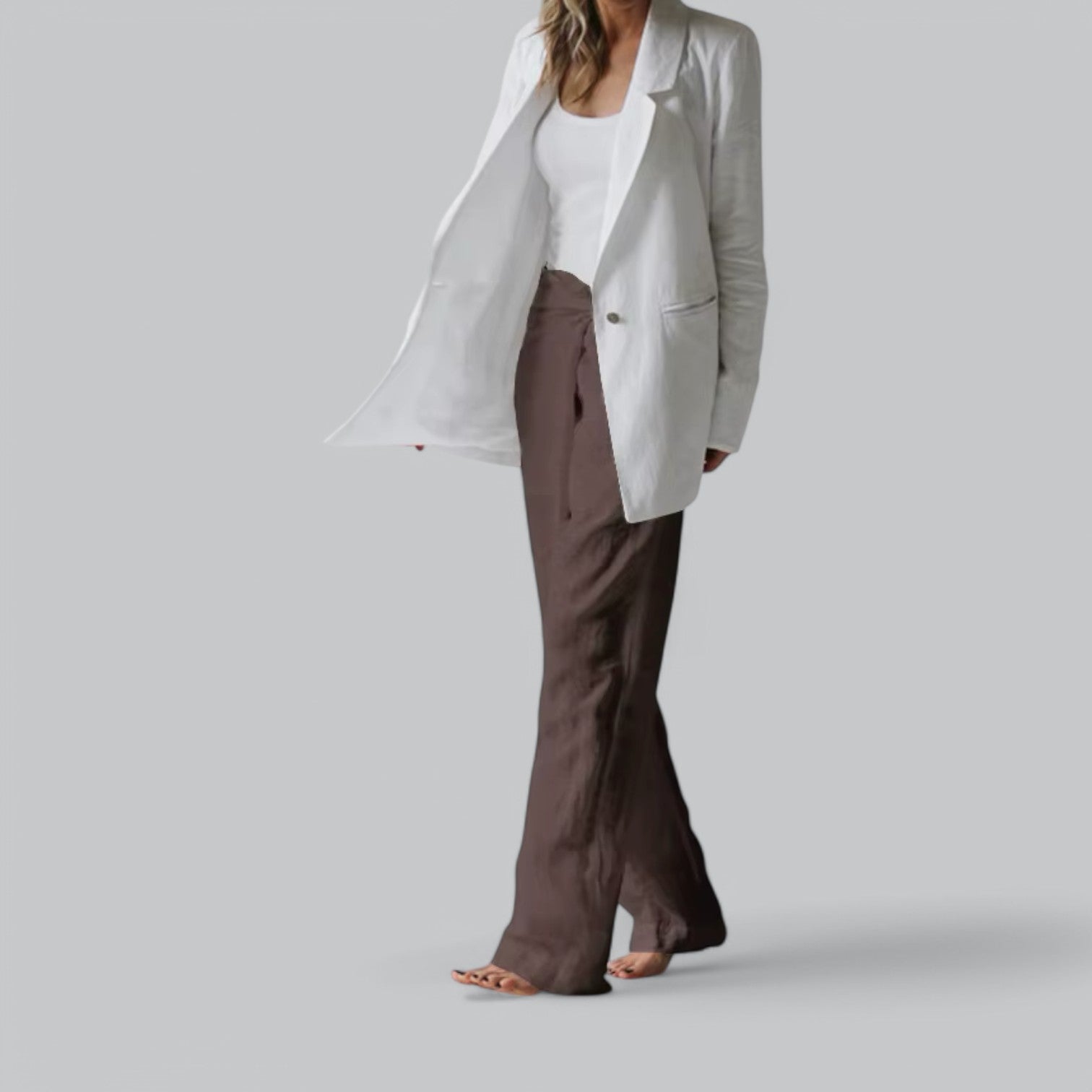 Valenti | Laced Pure Linen Trousers - Loose Fit