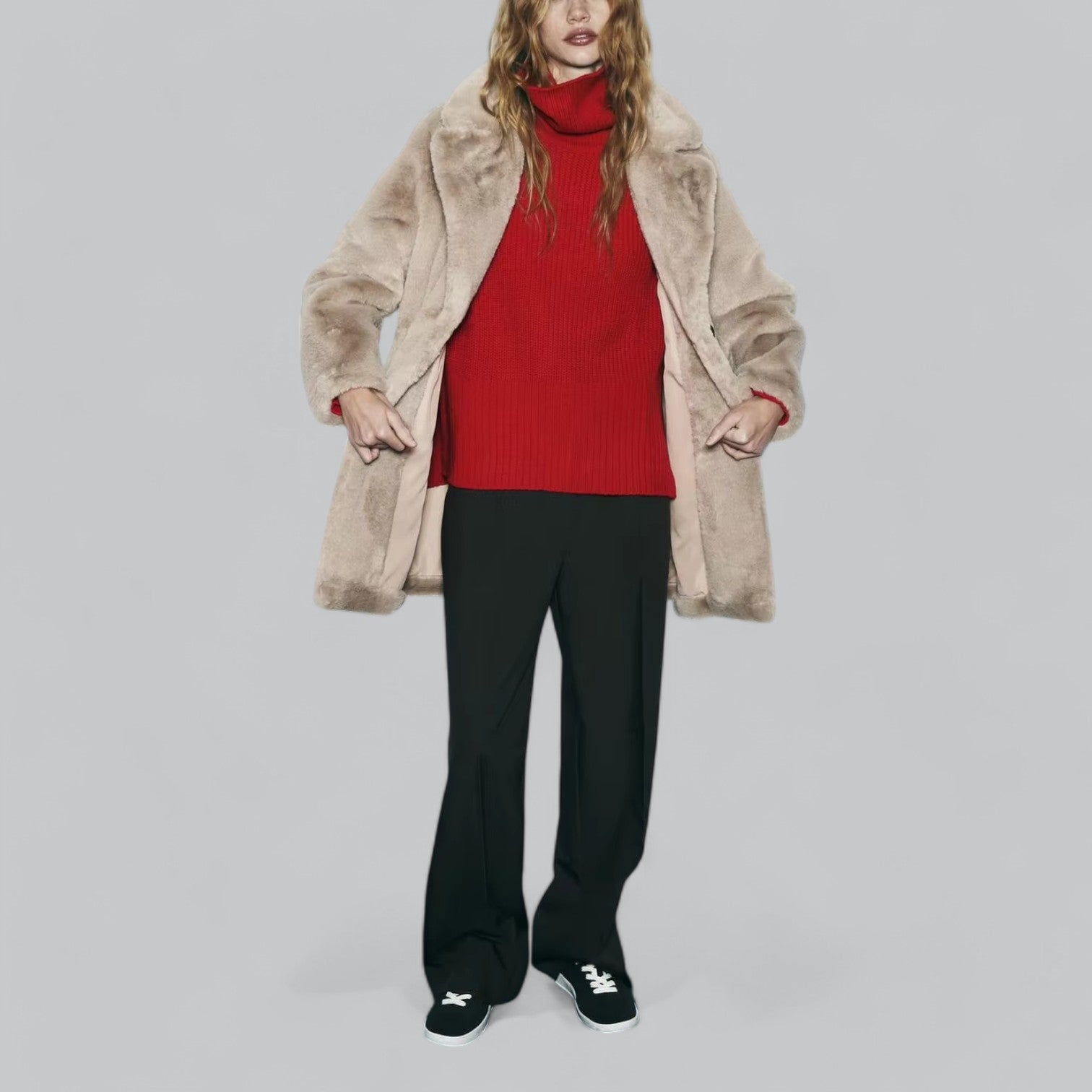 Valenti | Classy Buttoned Faux Fur Long Coat