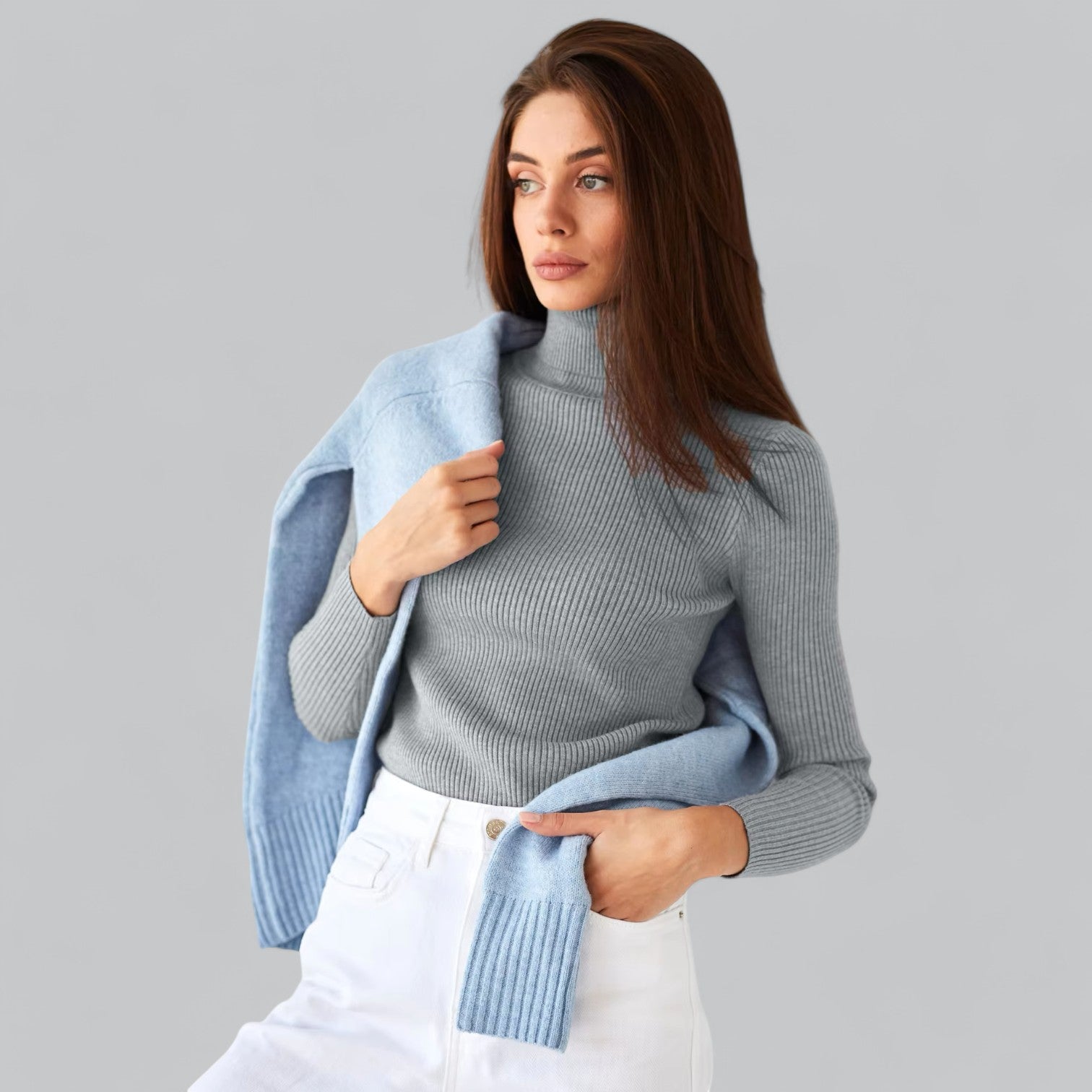 Valenti | Essential Stretchy Mock Turtleneck Pullover Soft Sweater