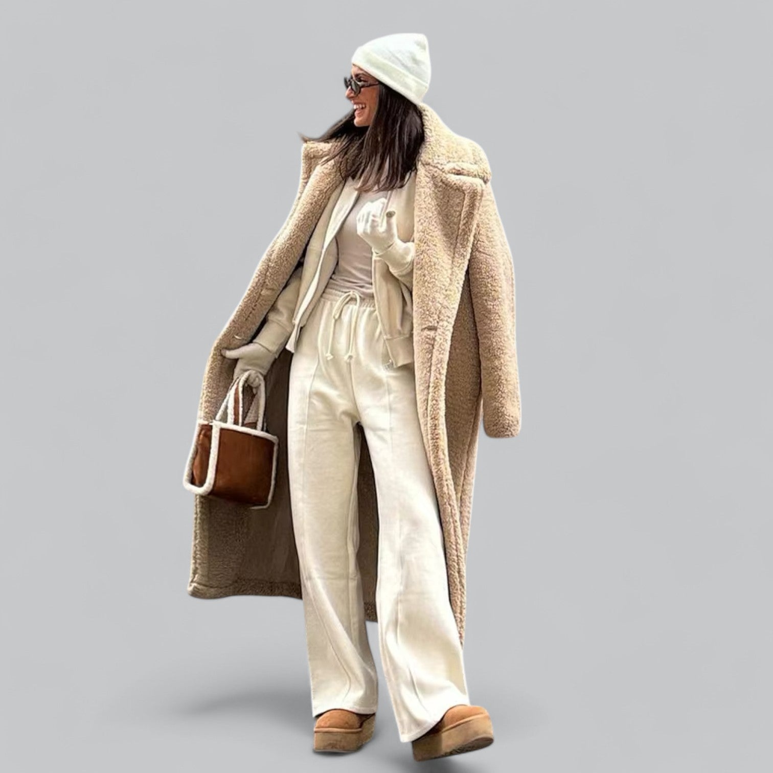 Valenti | Classic Loose Teddy Faux Fur Long Coat Maxi Jacket