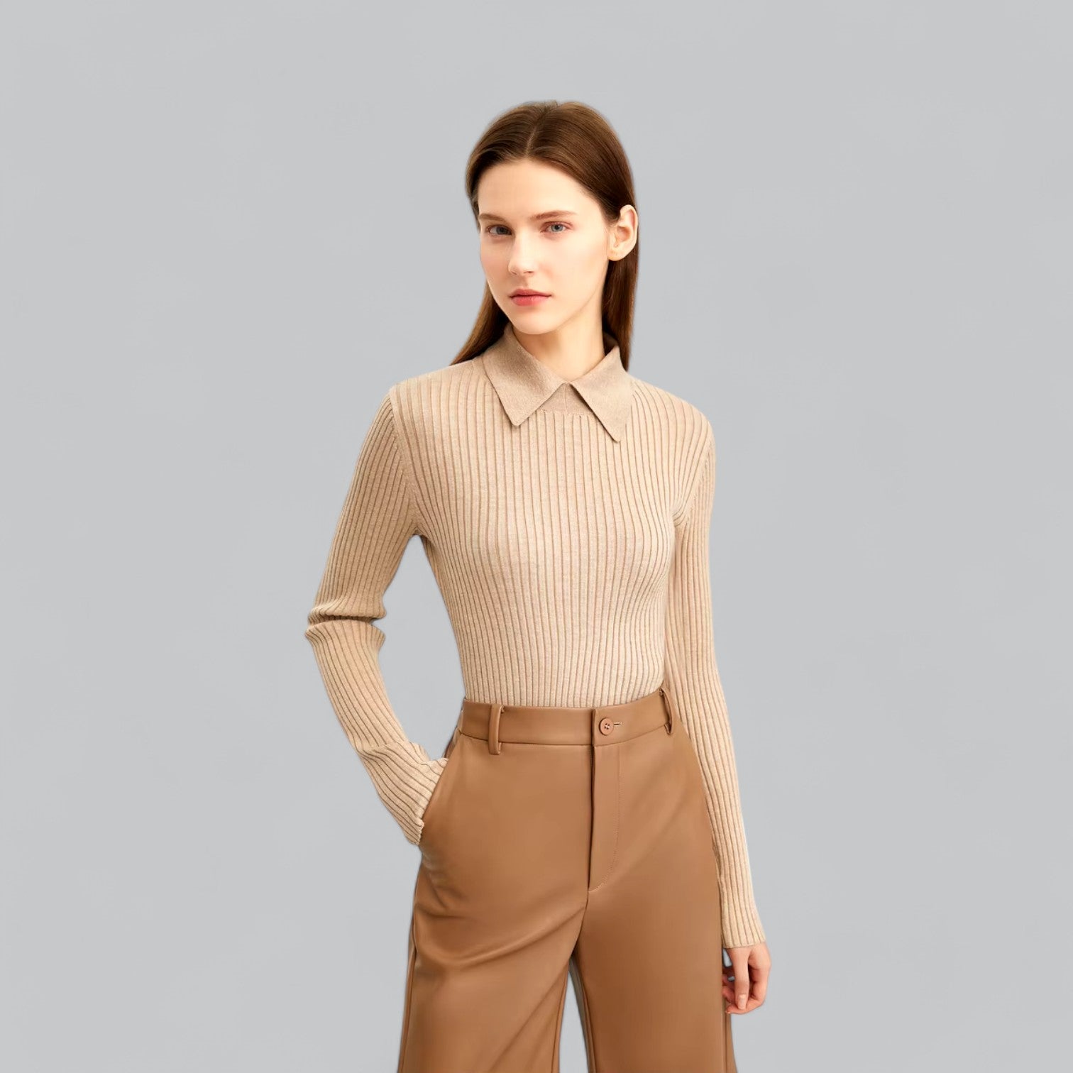 Valenti | Classy Long Sleeve Polo Sweater Merino Wool Pullover