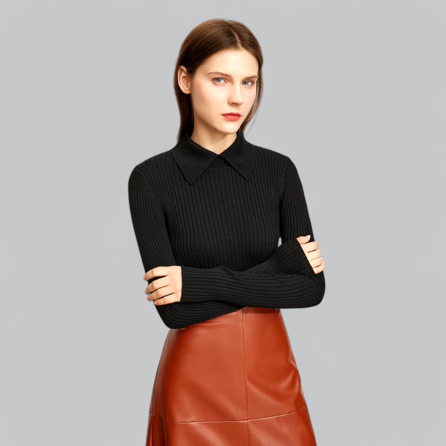Valenti | Classy Long Sleeve Polo Sweater Merino Wool Pullover