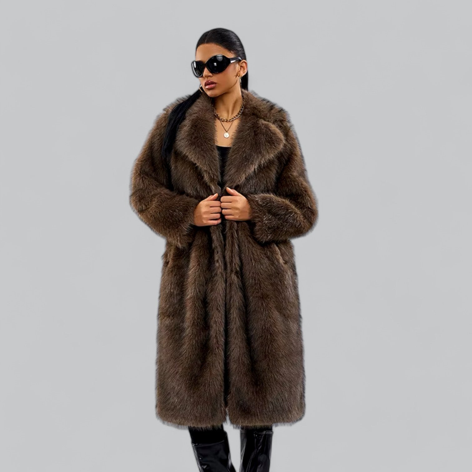 Valenti | Luxury Faux Fur Long Trench Coat Premium