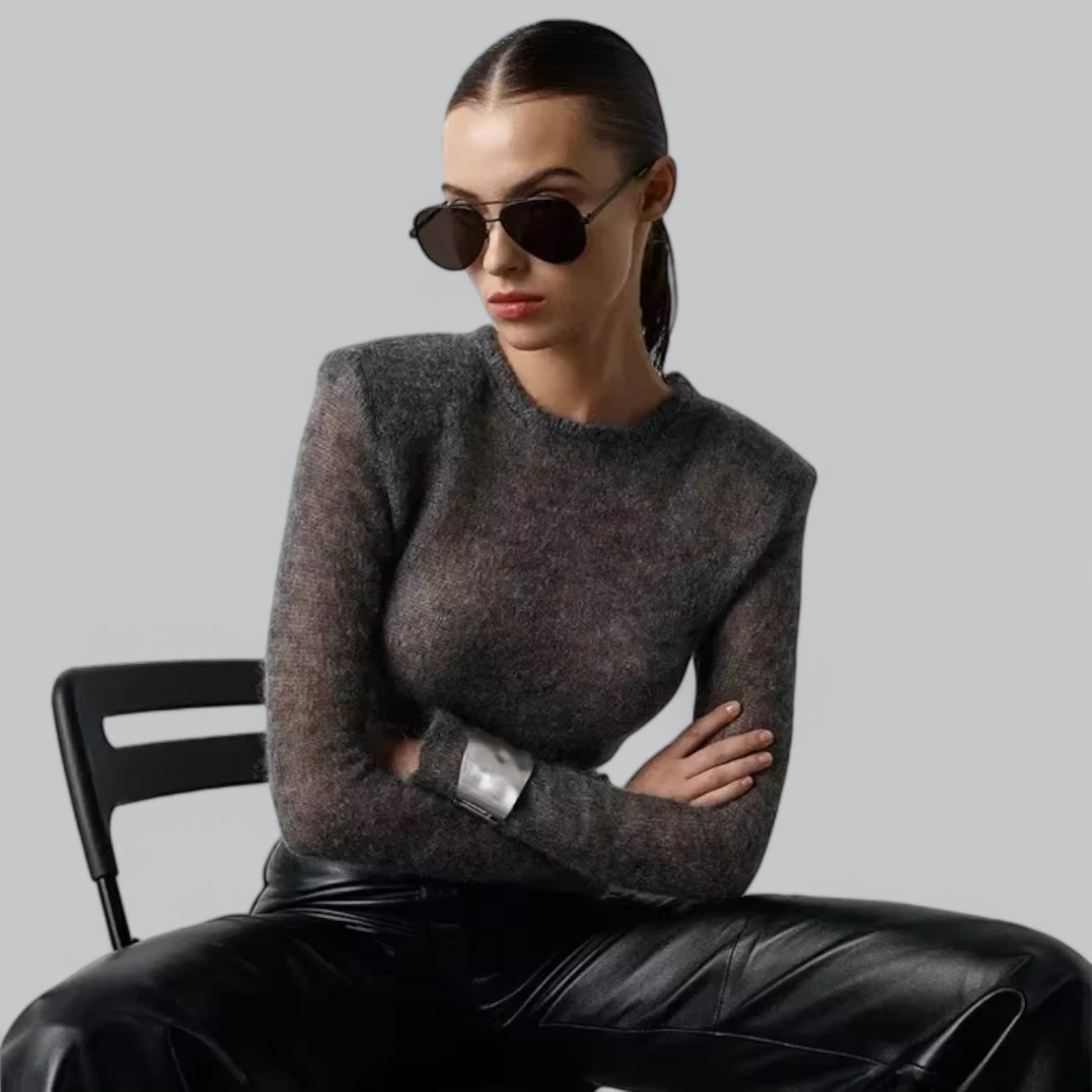 Valenti | Mesh Thin Knitted Pullover - Soft Round Neck Jumper