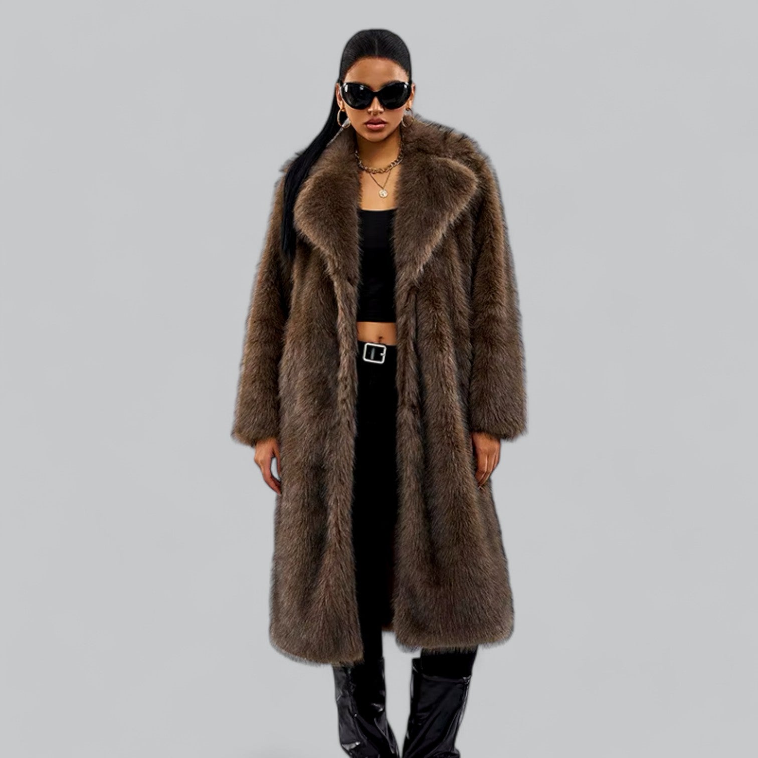 Valenti | Luxury Faux Fur Long Trench Coat Premium