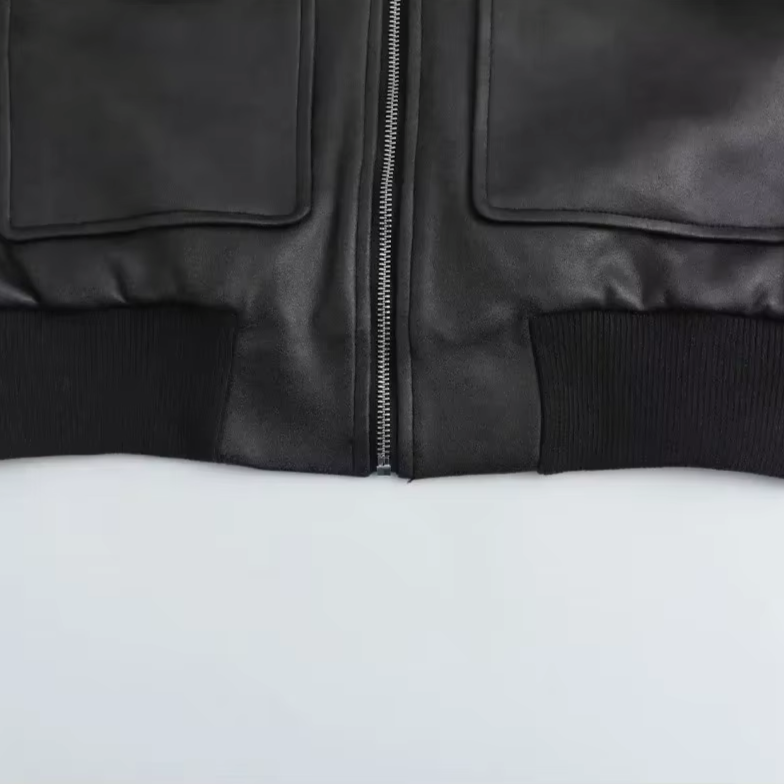 Valenti | Retro Vegan Faux Leather Bomber Jacket - Cropped