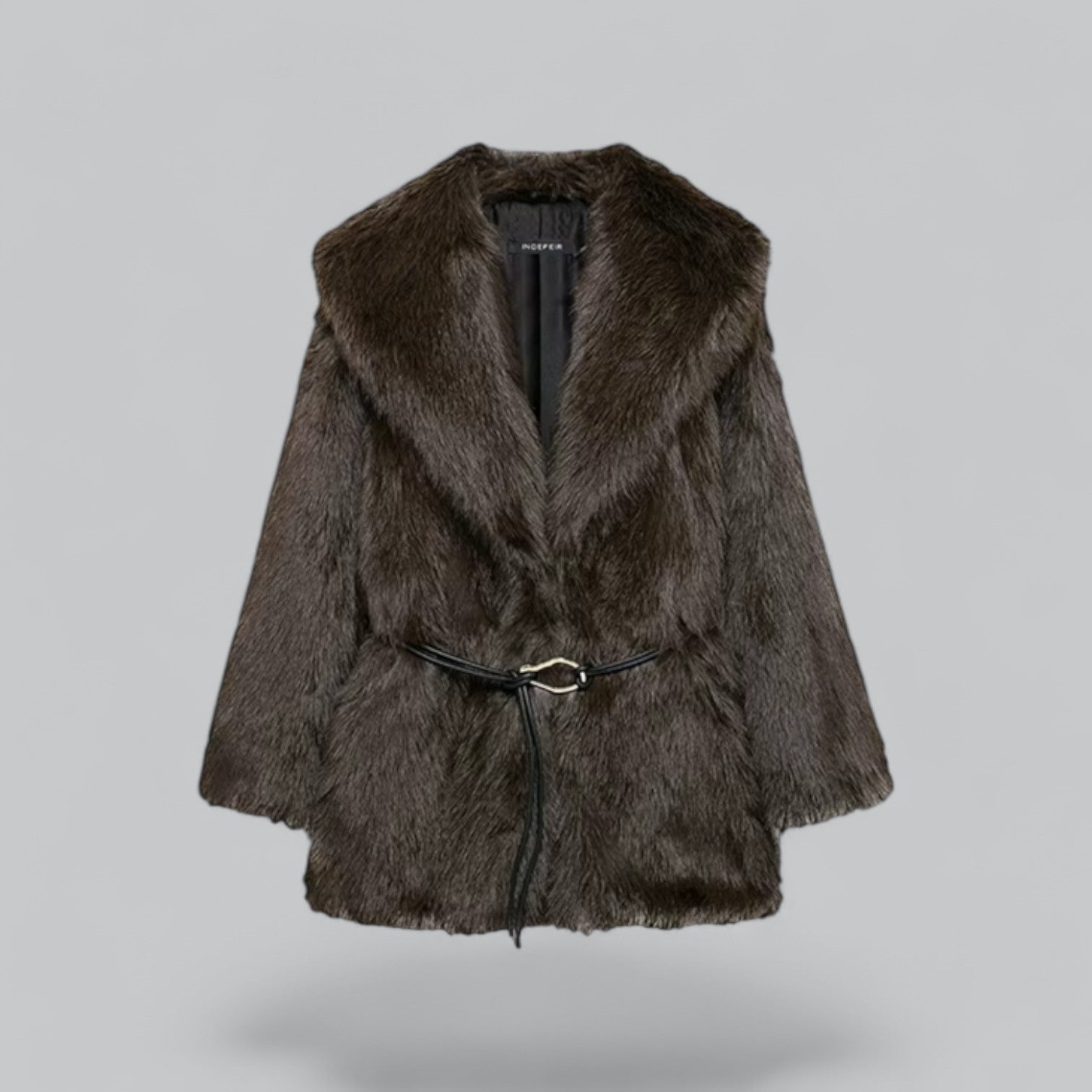 Valenti | Faux Fur Belted Midi Long Coat Plush Winter Jacket-VALENTI