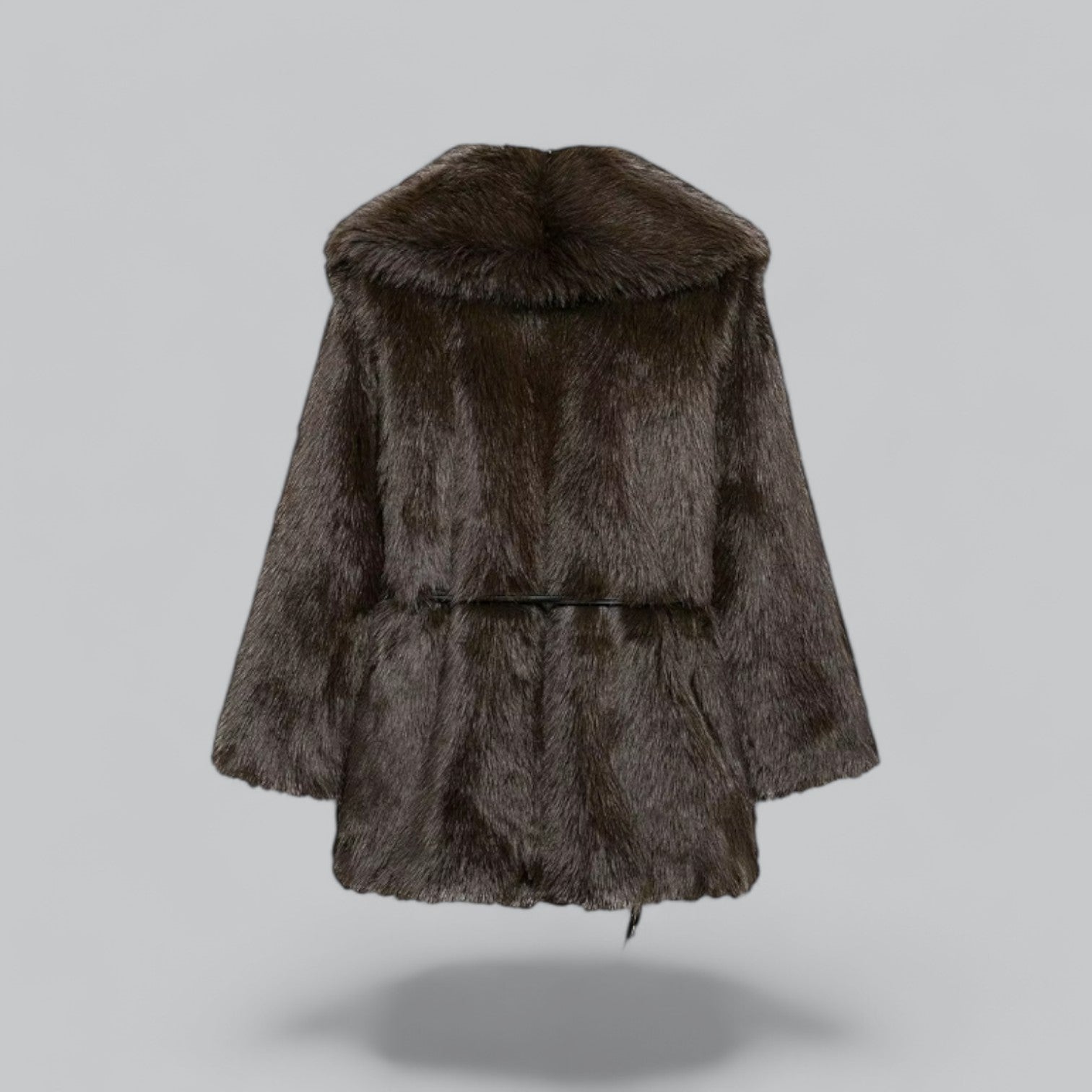 Valenti | Faux Fur Belted Midi Long Coat Plush Winter Jacket-VALENTI