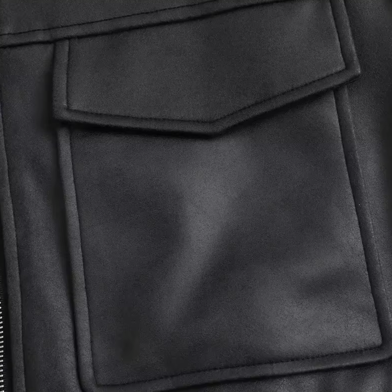 Valenti | Retro Vegan Faux Leather Bomber Jacket - Cropped