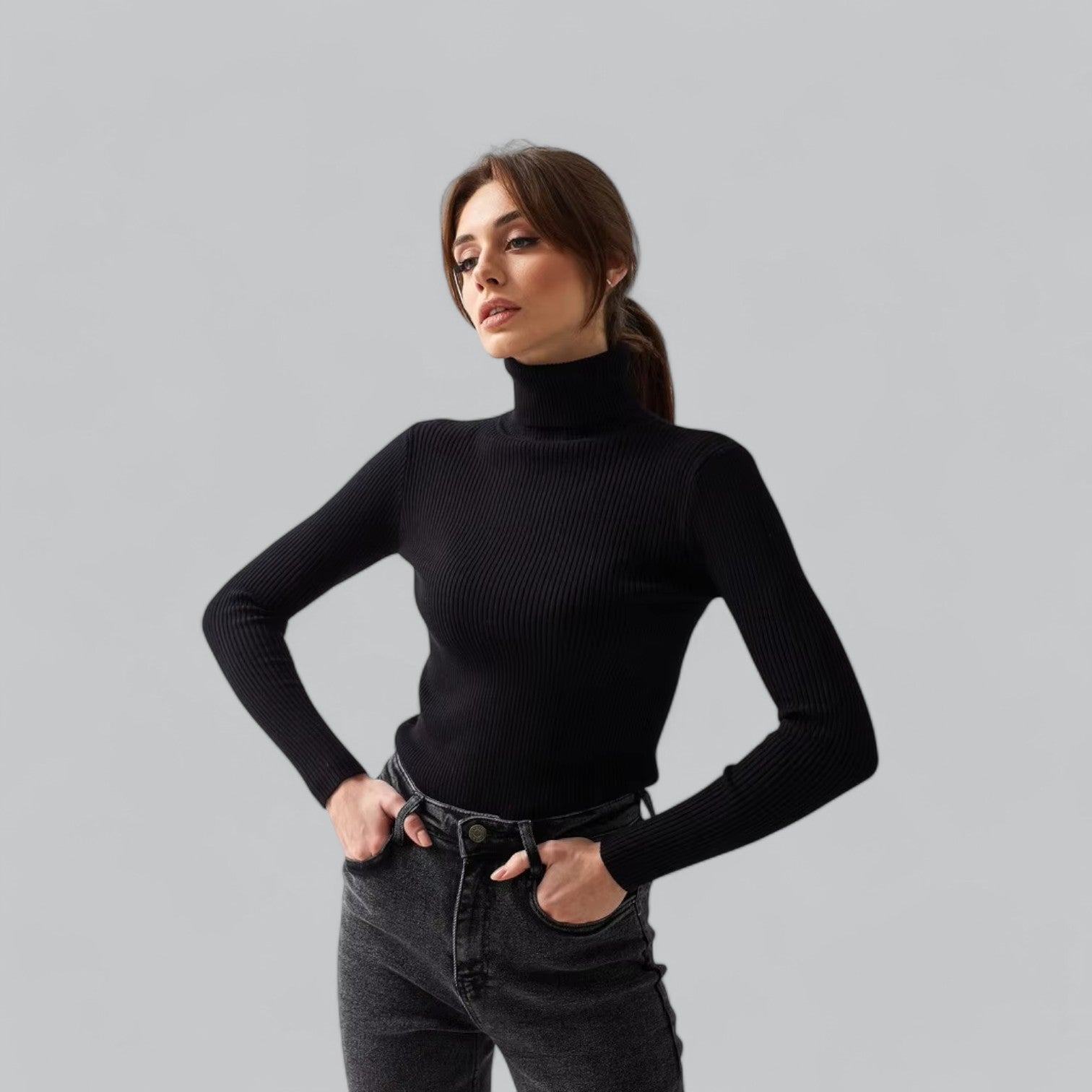 Valenti | Essential Stretchy Mock Turtleneck Pullover Soft Sweater