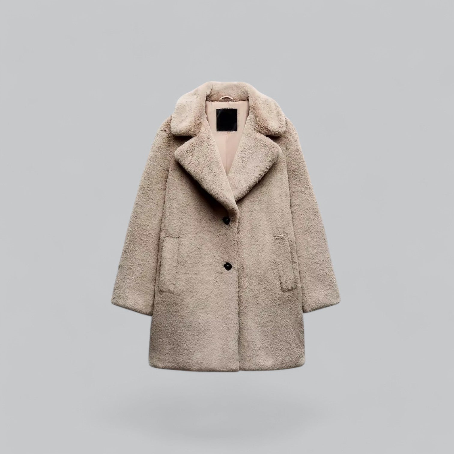 Valenti | Classy Buttoned Faux Fur Long Coat
