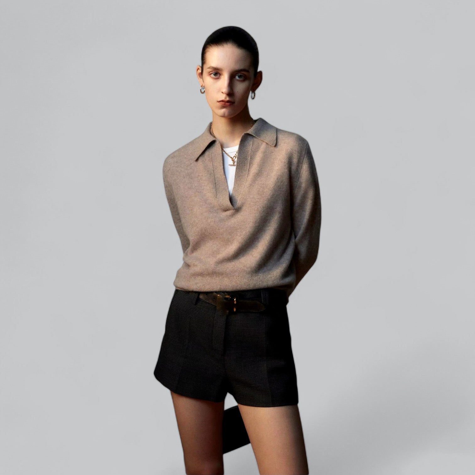 Valenti | Classy Cashmere Long Sleeve Polo V-Neck Sweater