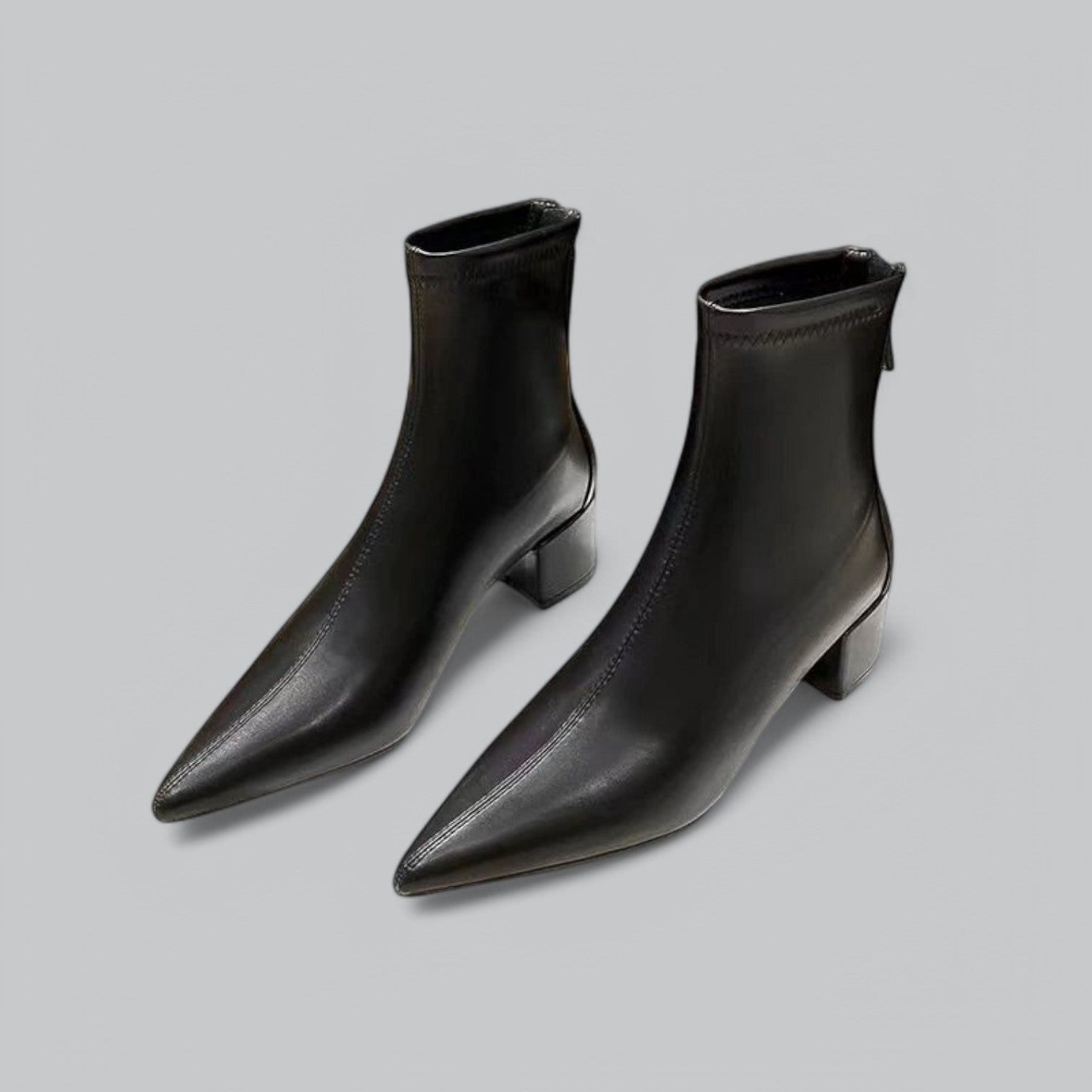 Valenti | Elegant Ankle Boots Block Heel Back Zip-VALENTI