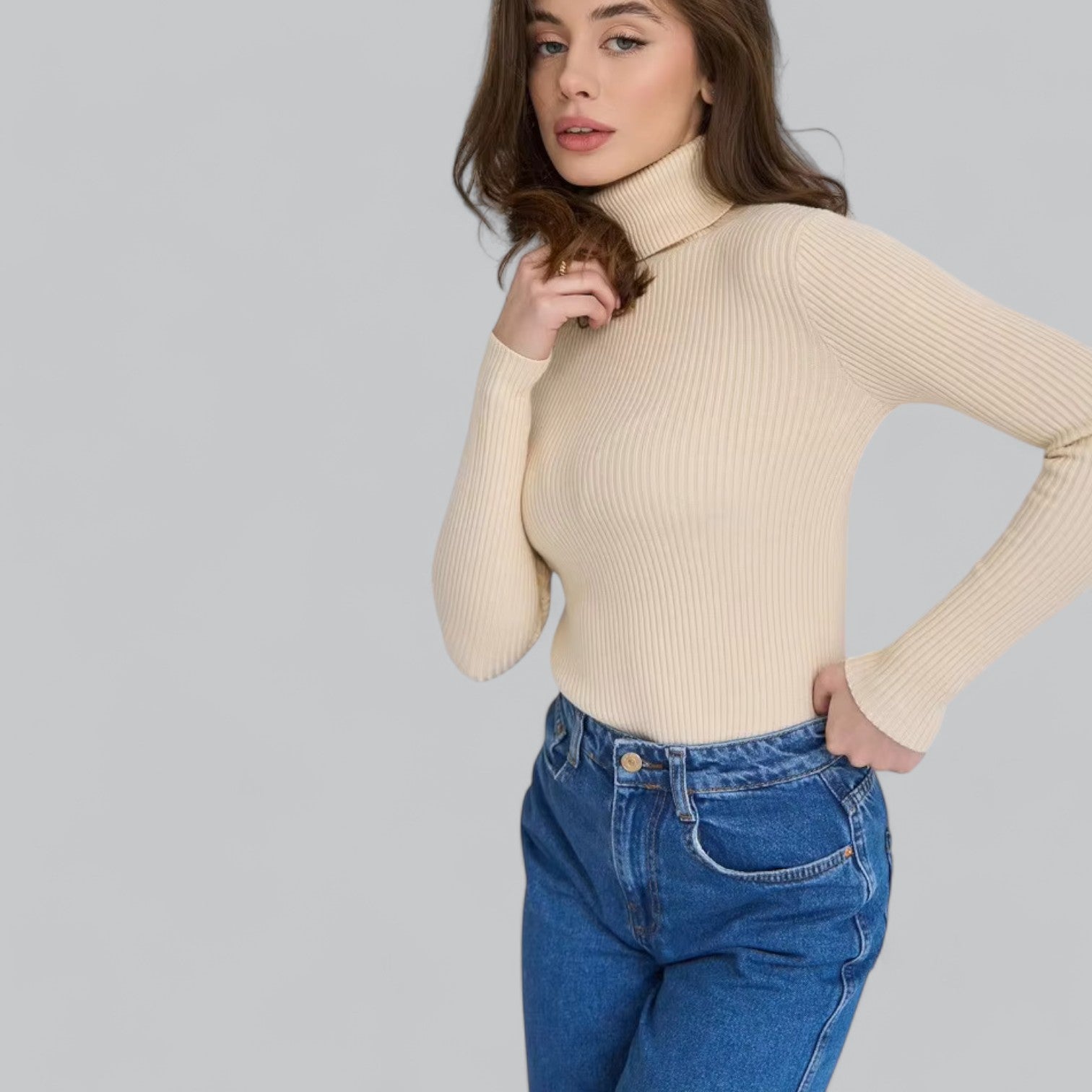 Valenti | Essential Stretchy Mock Turtleneck Pullover Soft Sweater