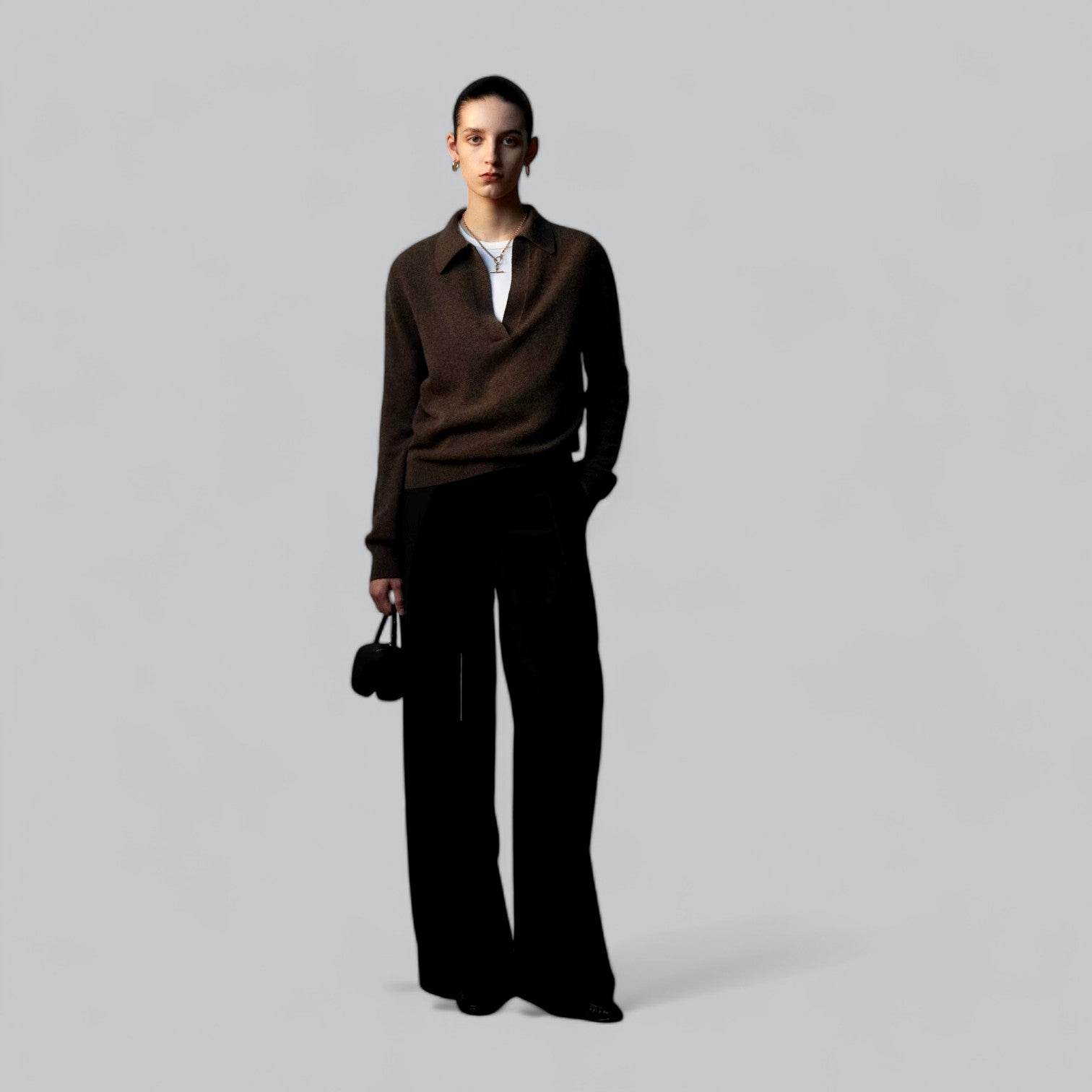 Valenti | Classy Cashmere Long Sleeve Polo V-Neck Sweater