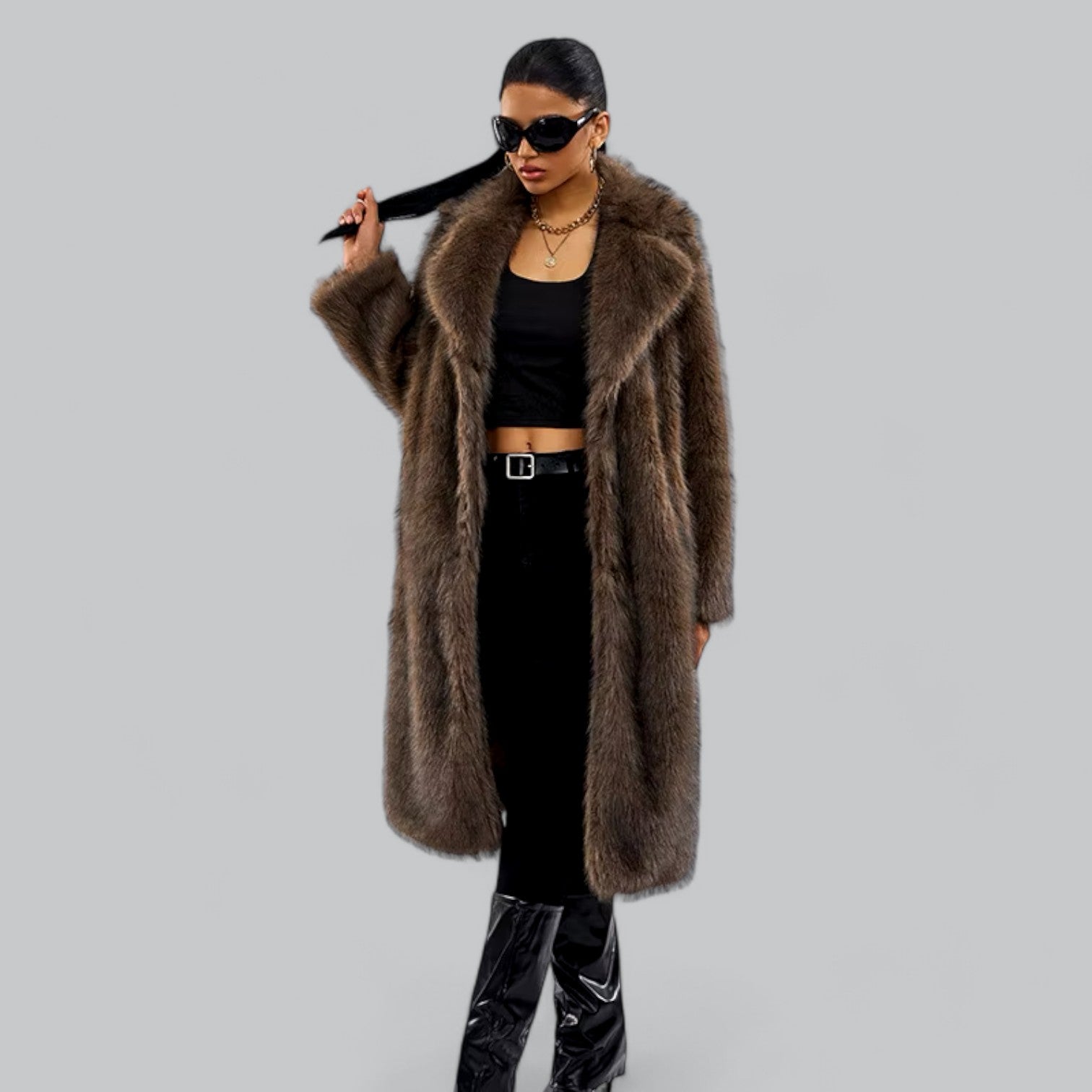 Valenti | Luxury Faux Fur Long Trench Coat Premium