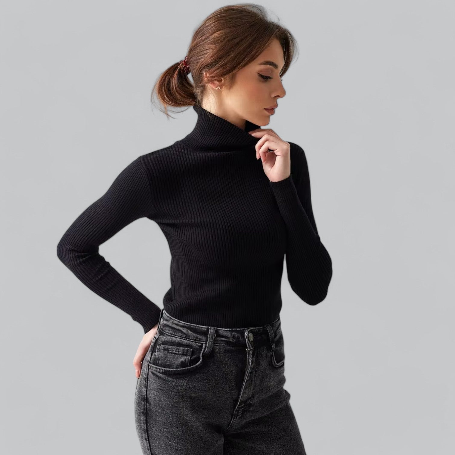 Valenti | Essential Stretchy Mock Turtleneck Pullover Soft Sweater
