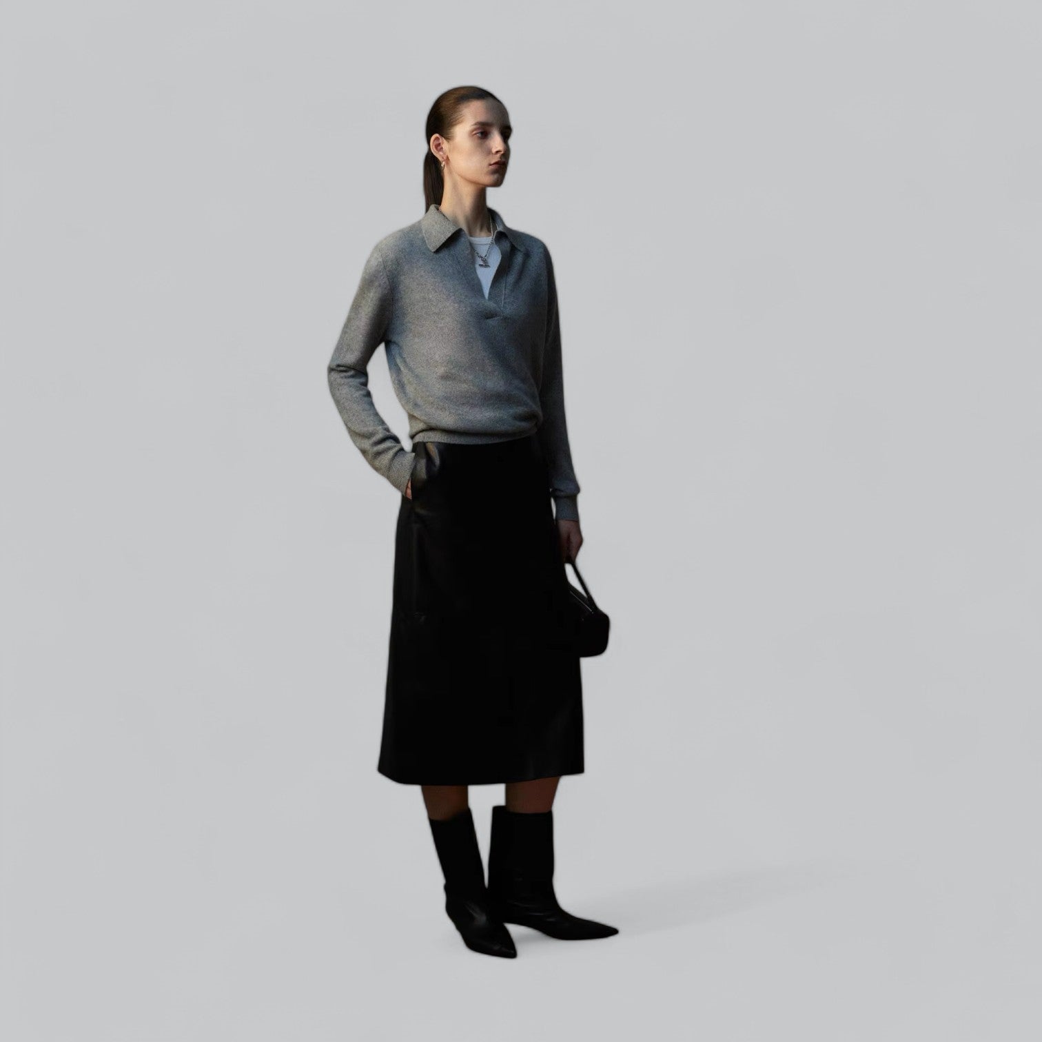 Valenti | Classy Cashmere Long Sleeve Polo V-Neck Sweater