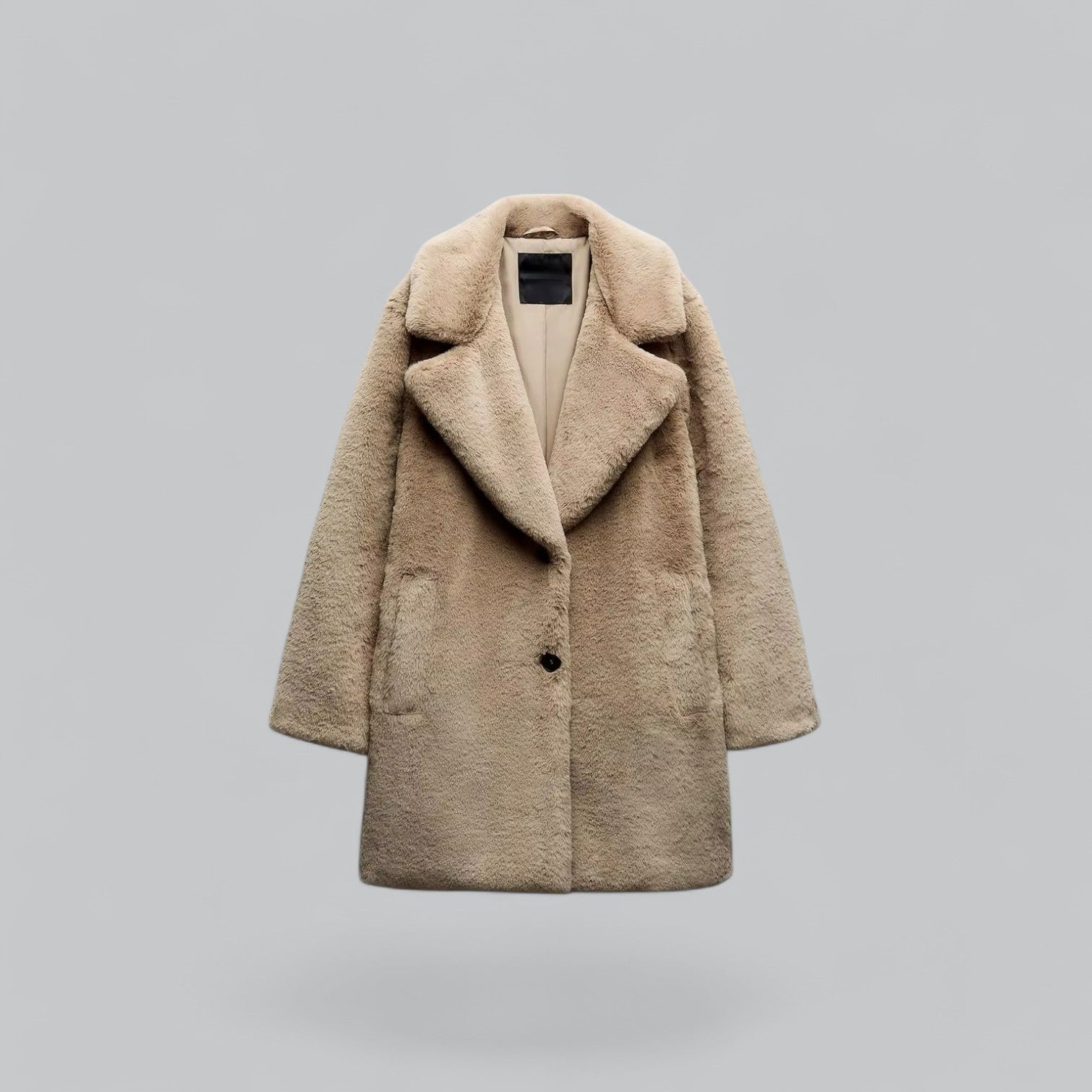 Valenti | Classy Buttoned Faux Fur Long Coat