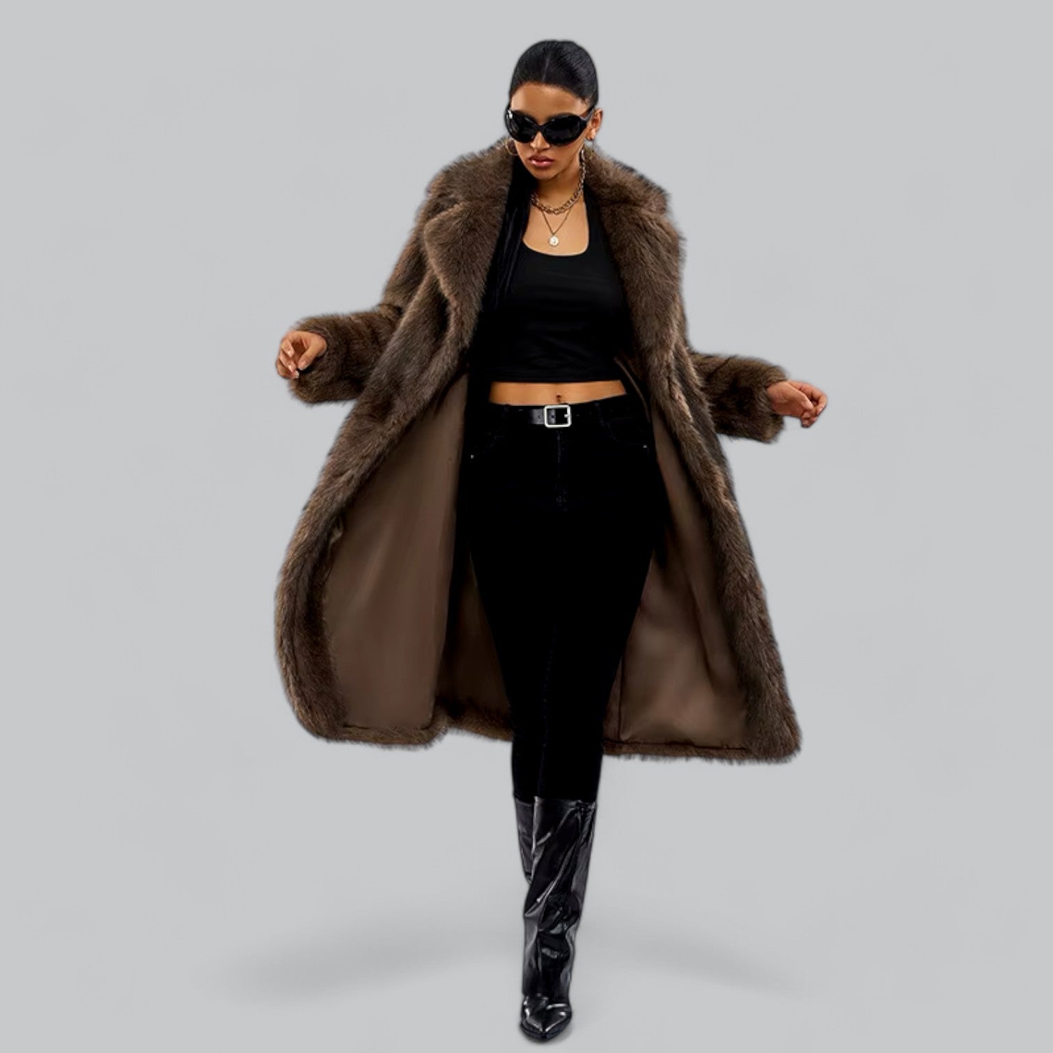 Valenti | Luxury Faux Fur Long Trench Coat Premium