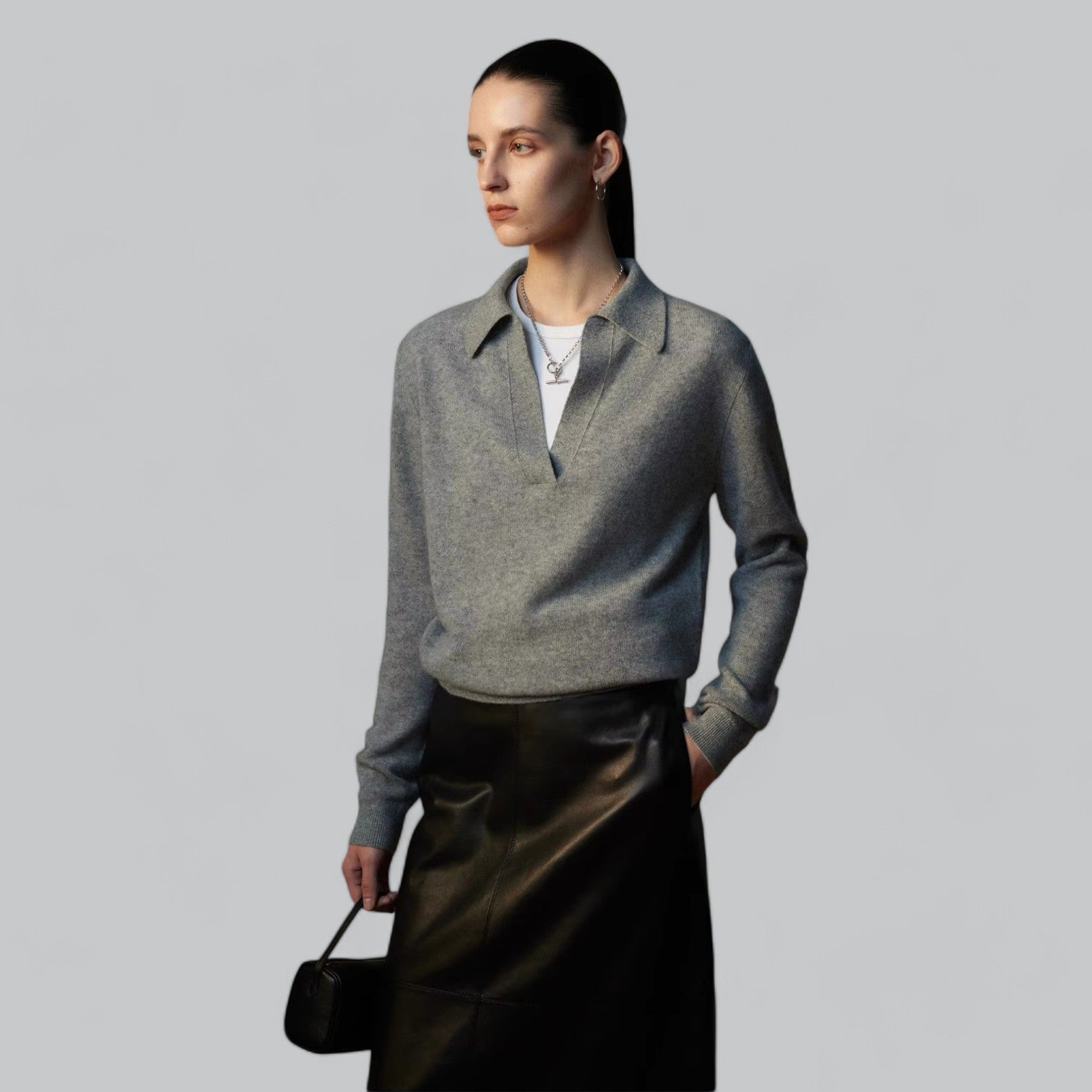 Valenti | Classy Cashmere Long Sleeve Polo V-Neck Sweater