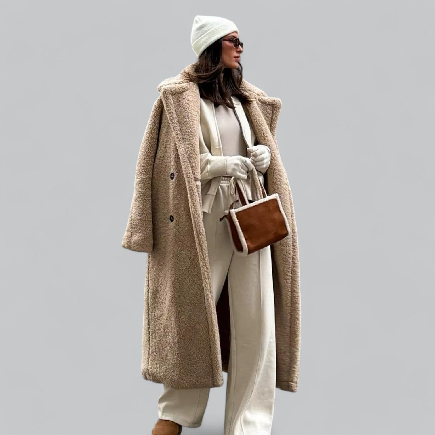 Valenti | Classic Loose Teddy Faux Fur Long Coat Maxi Jacket