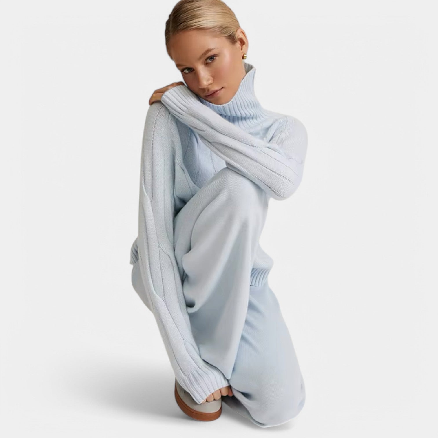 Valenti | Casual Merino Knit Lounge Set - Roll Neck Sweater with Joggers