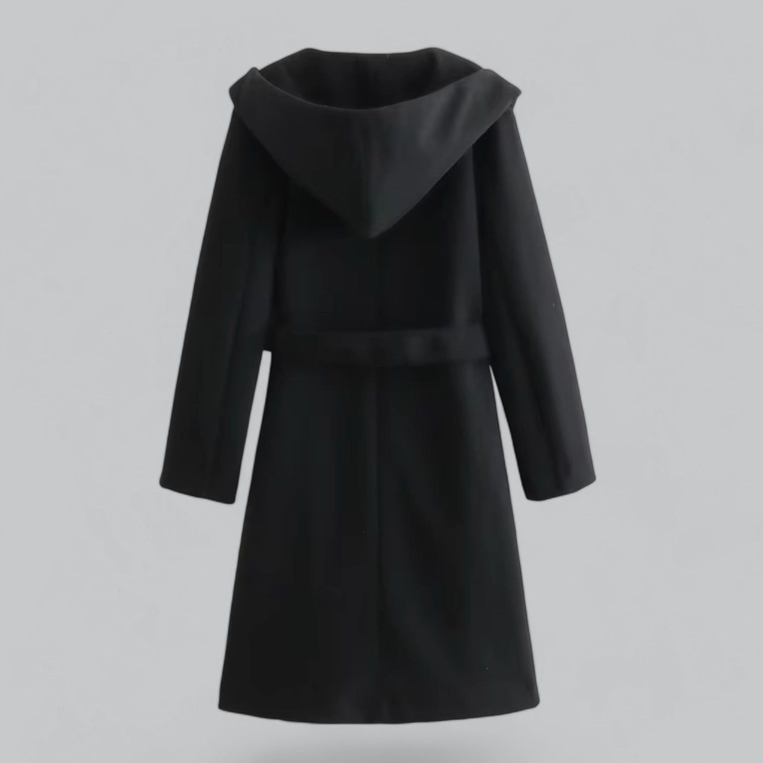 Valenti | Classy Hooded Long Trench Coat with Belt-VALENTI