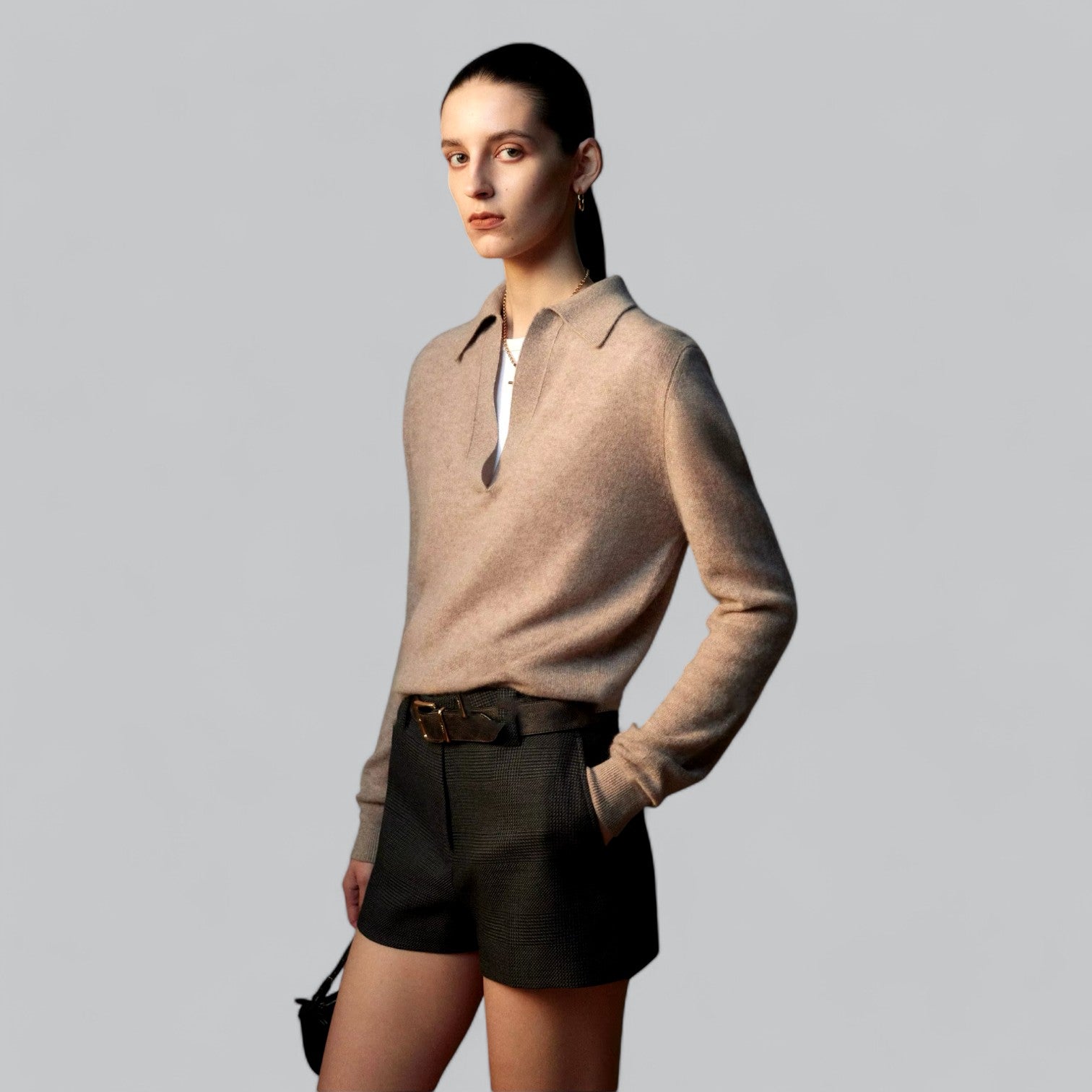 Valenti | Classy Cashmere Long Sleeve Polo V-Neck Sweater