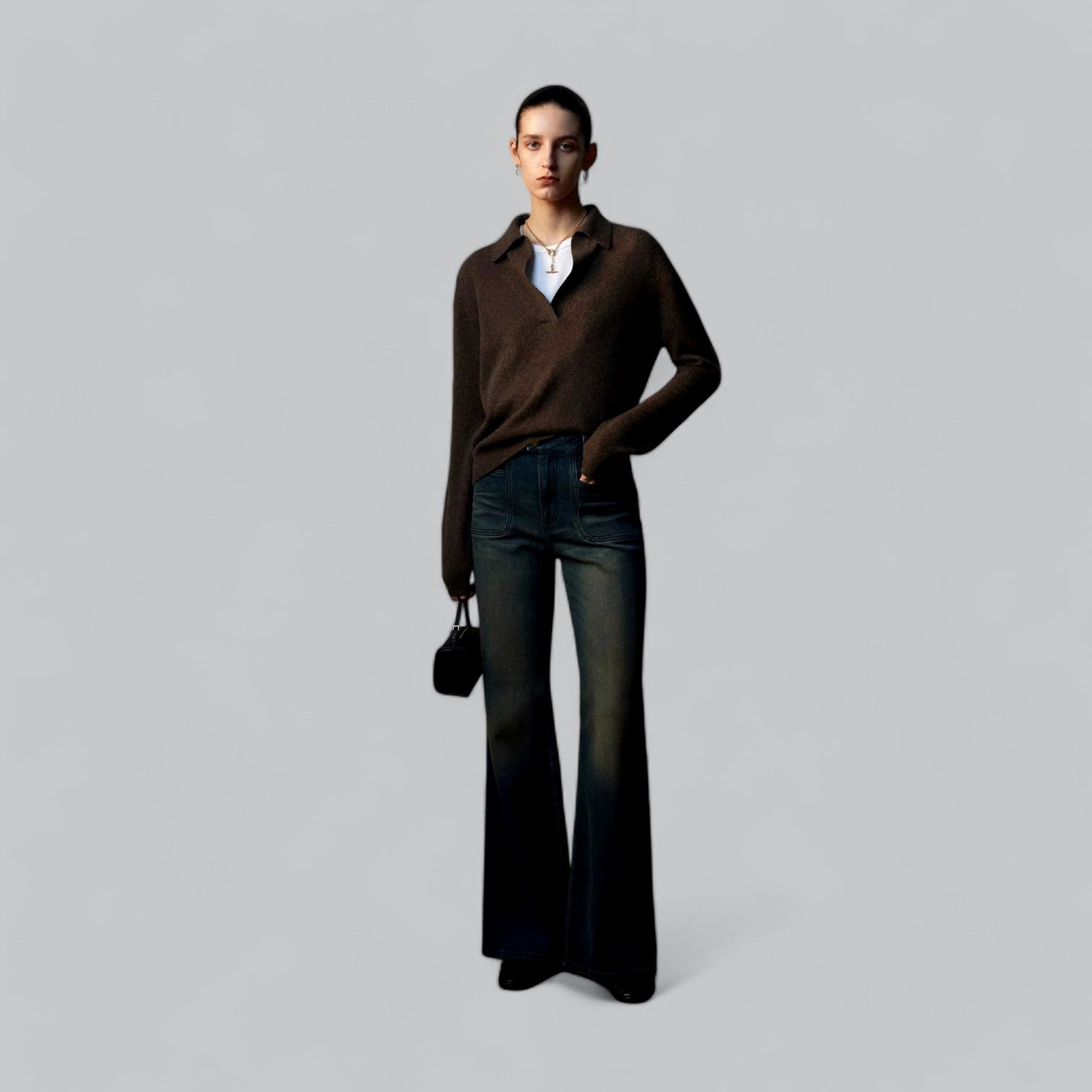 Valenti | Classy Cashmere Long Sleeve Polo V-Neck Sweater